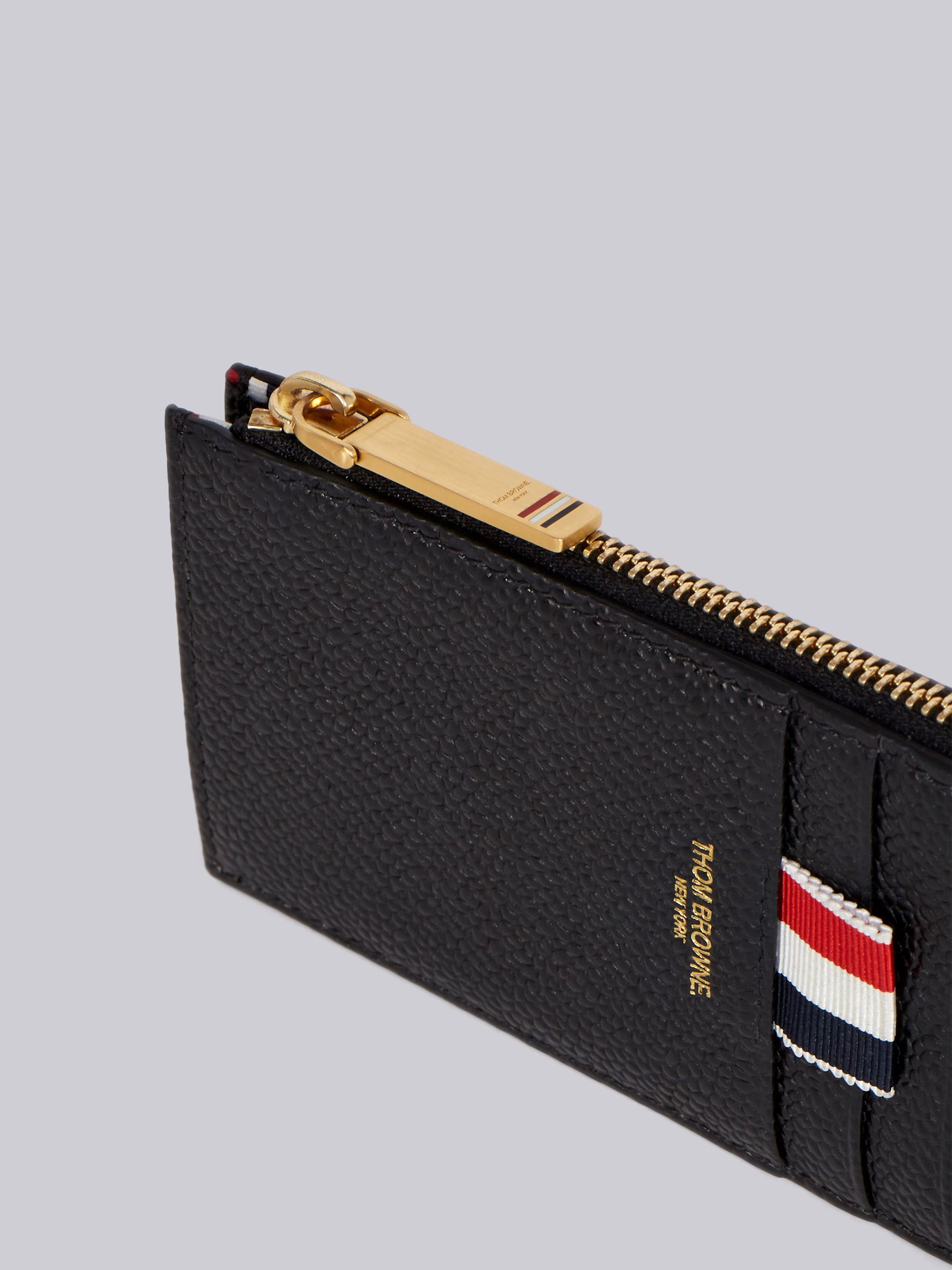 black Half Zip Around Wallet In Pebble Grain - 2