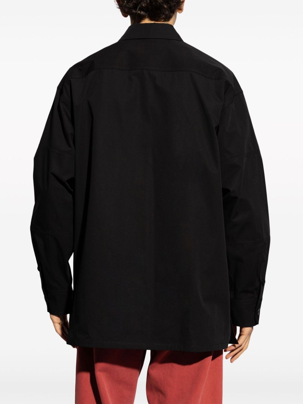 logo-print cotton shirt jacket - 4