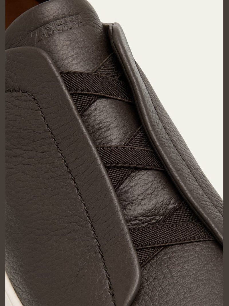 ZEGNA Men's Triple Stitch Deerskin Leather Sneakers outlook