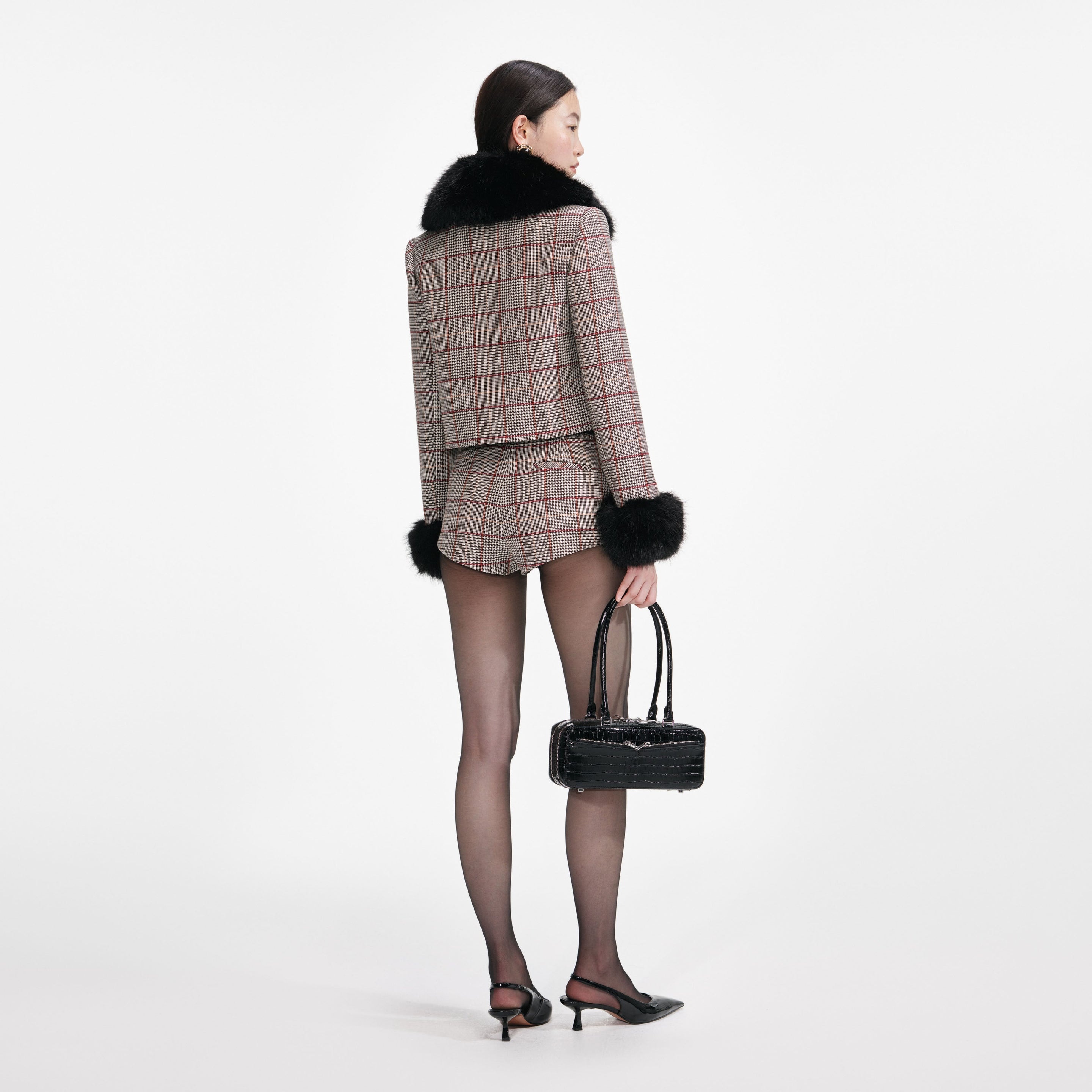 Brown Check Shorts - 3