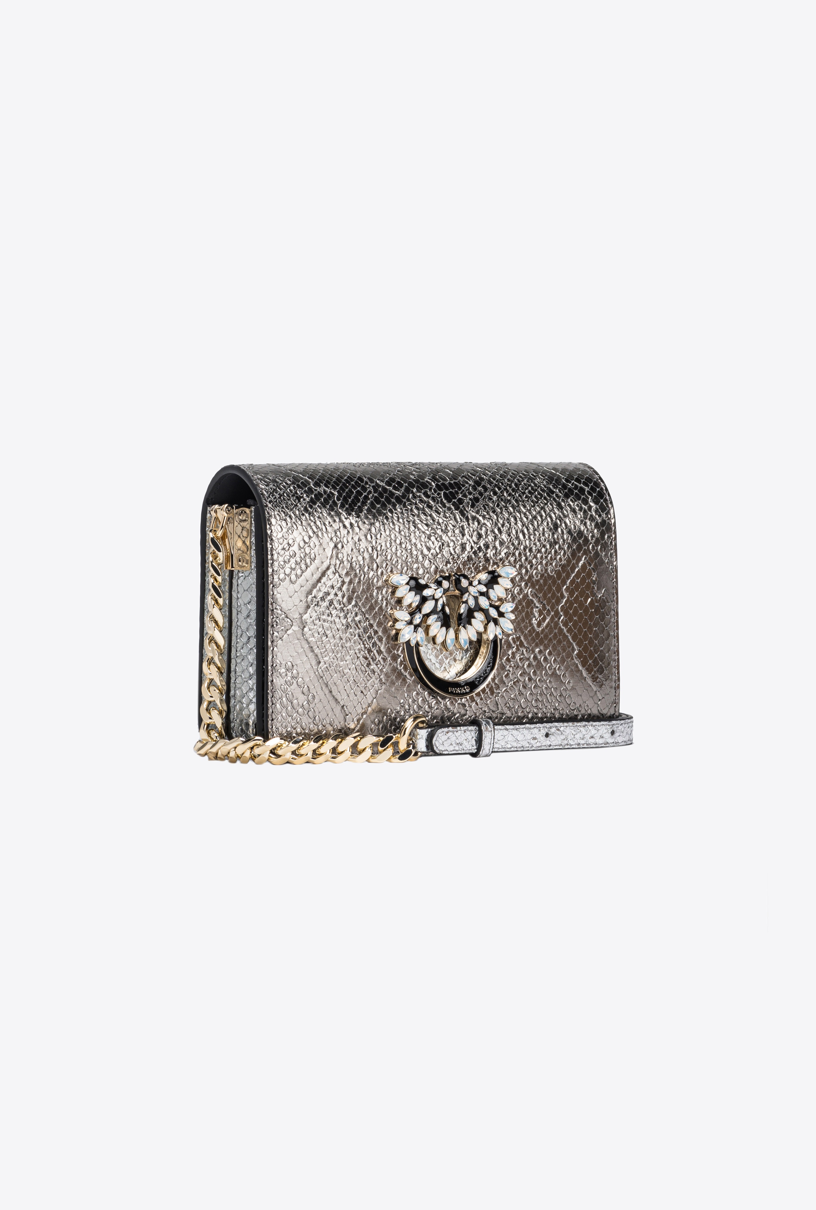 PINKO GALLERIA MINI LOVE BAG CLICK IN PUNCHED REPTILE SKIN - 3