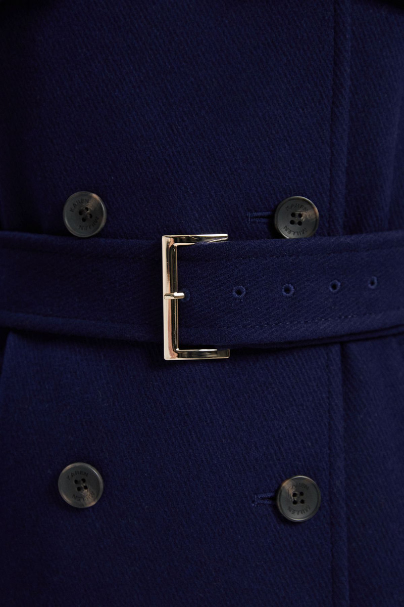 Wool Pu Mix Tailored Belted Trench Maxi Coat 5