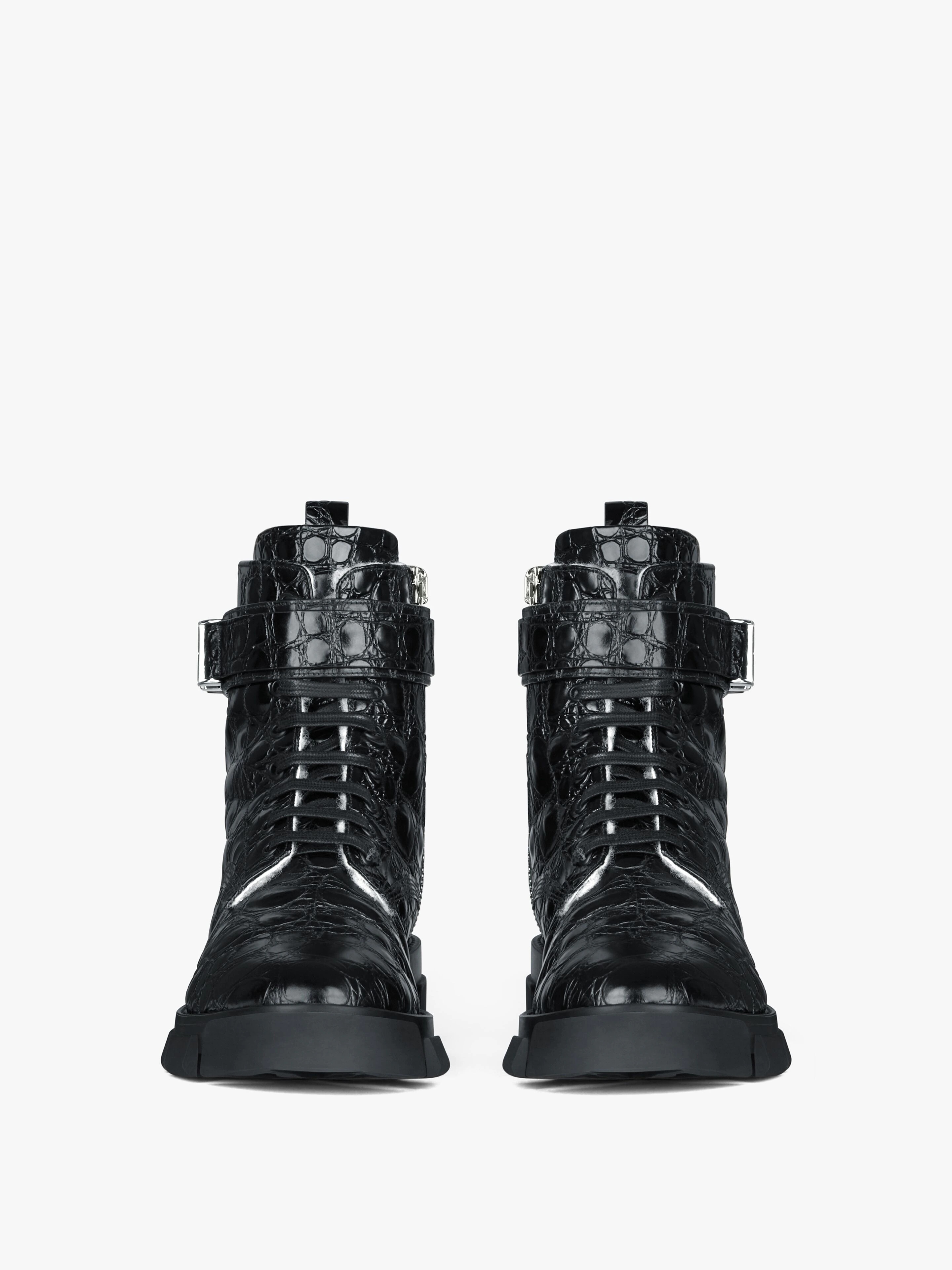 TERRA BOOTS IN CROCODILE EFFECT LEATHER WITH 4G BUCKLE - 2