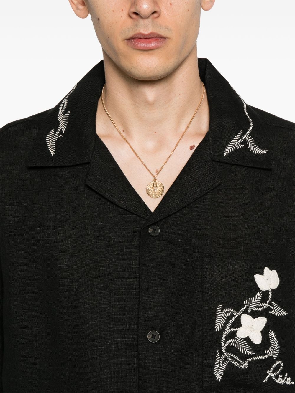 floral-embroidered shirt - 5