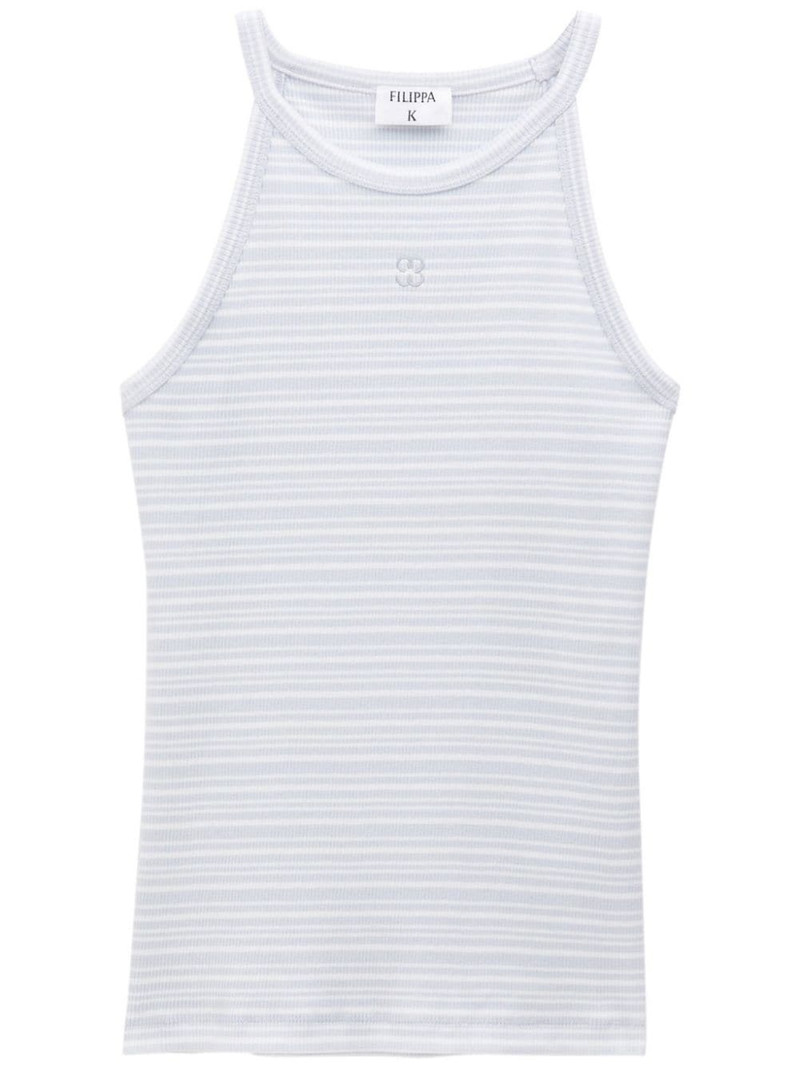 monogram-embroidered striped organic cotton tank top 1