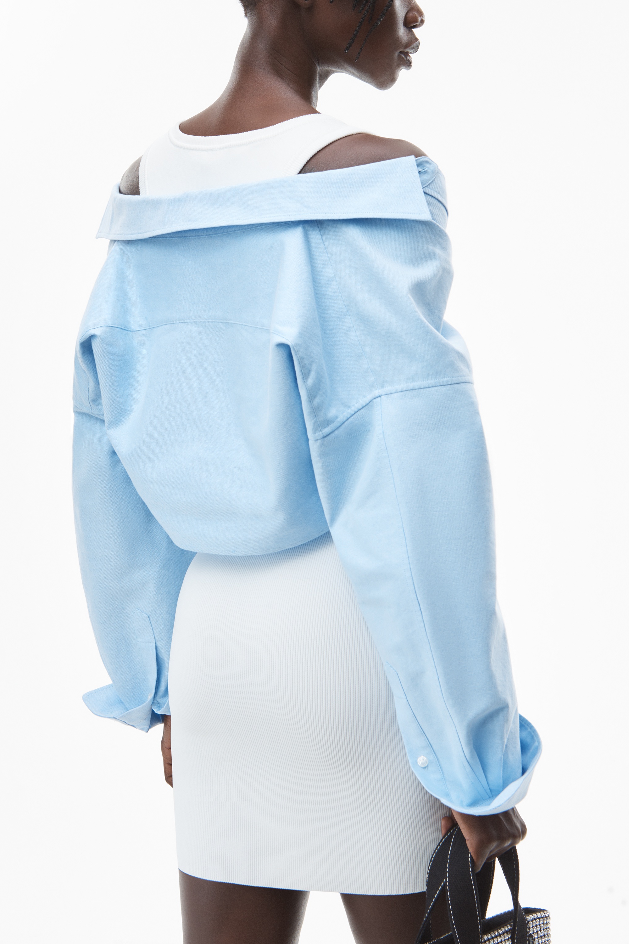 HYBRID DRESS IN COTTON RIB AND OXFORD - 5