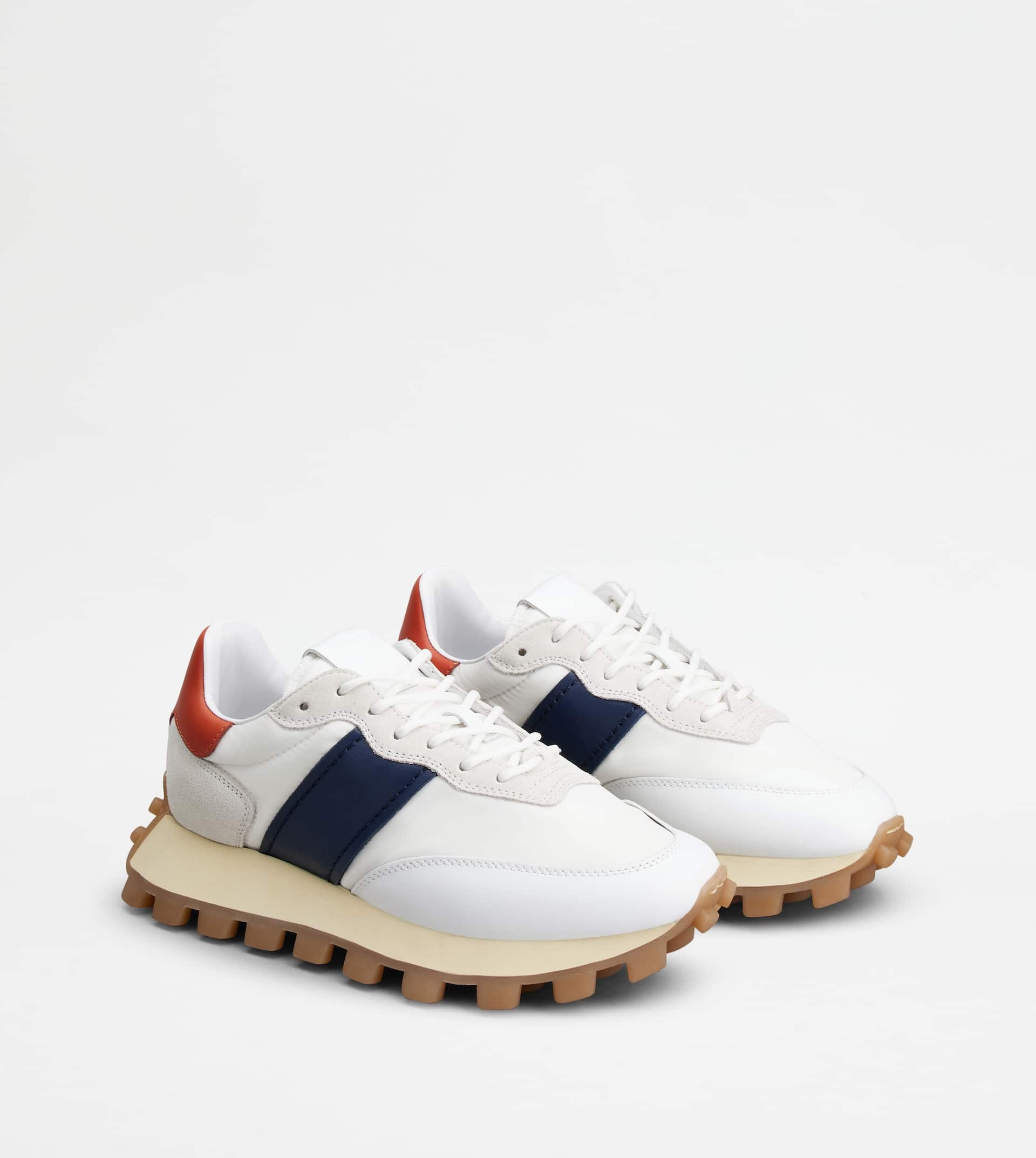 SNEAKERS TOD’S 1T IN LEATHER AND FABRIC - WHITE, BLUE, ORANGE - 3