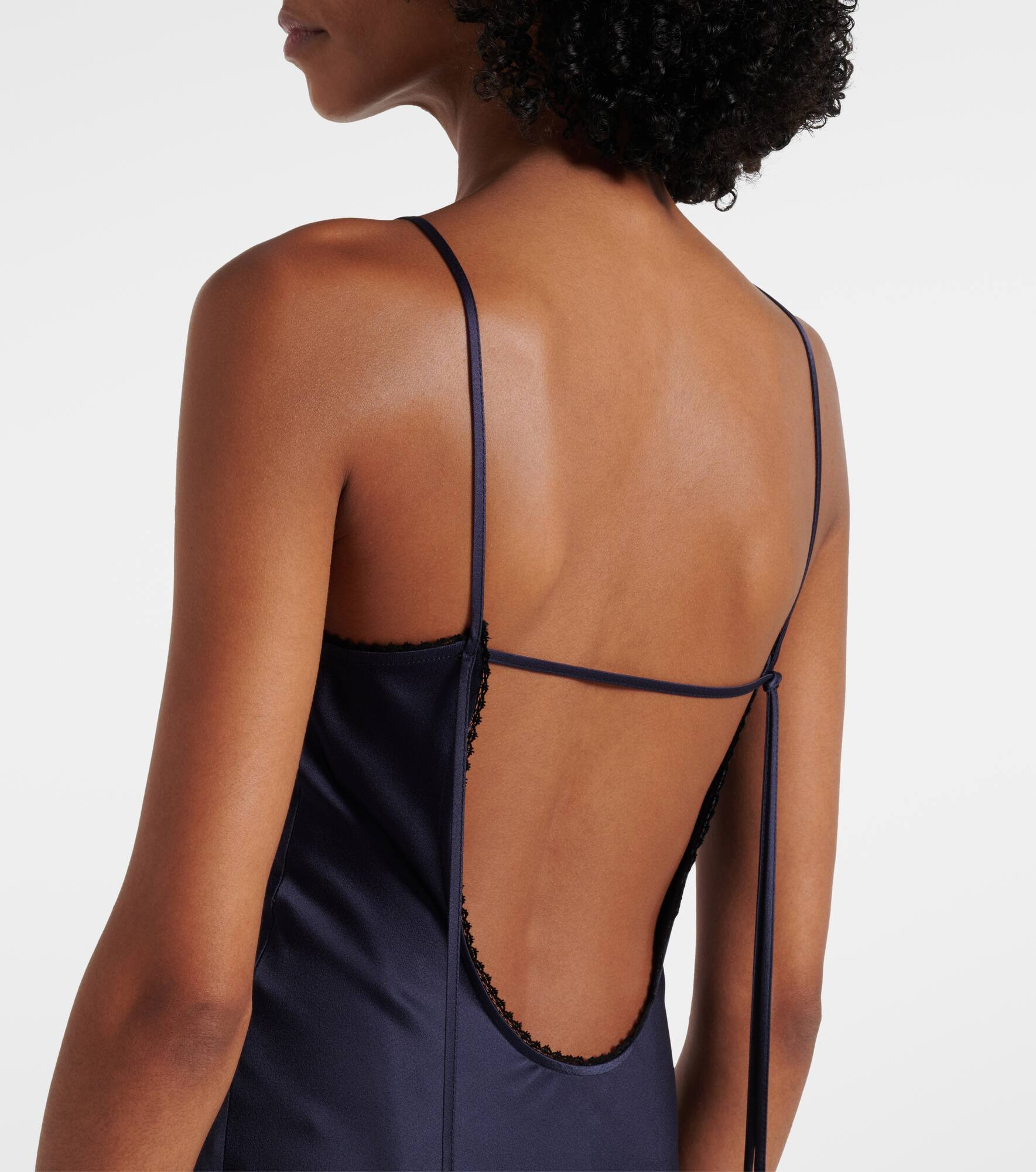 Lace-trimmed satin maxi dress - 6