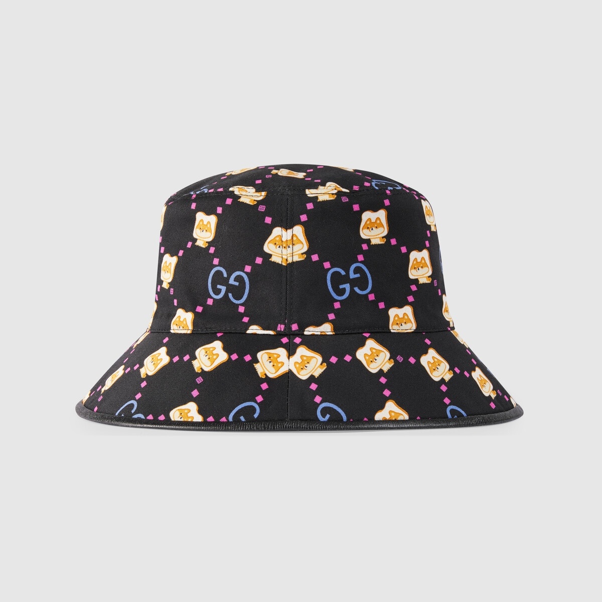 Cotton bucket hat with GG animal print - 2