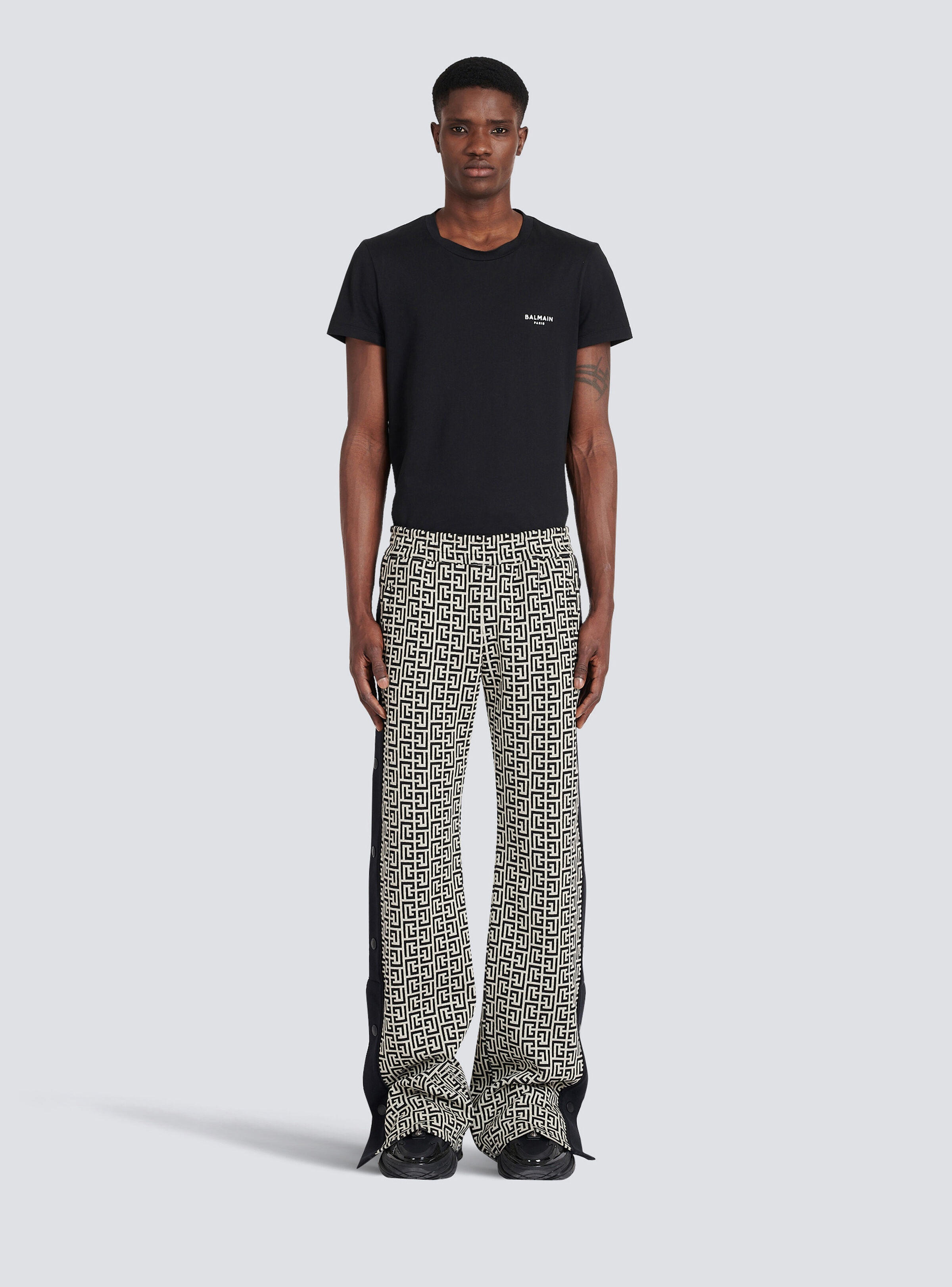 Wide-legged pyjama pants with Balmain monogram and snap buttons - 3
