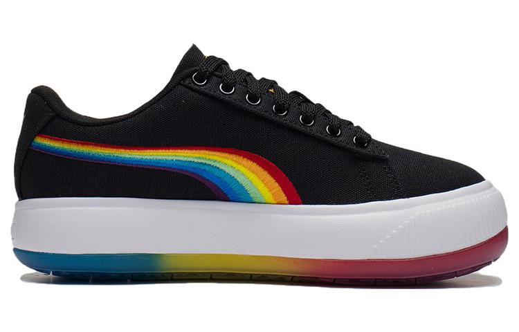 (WMNS) PUMA Suede Mayu Prism Low Tops Thick Sole Skateboarding Shoes Black 387240-01 - 2