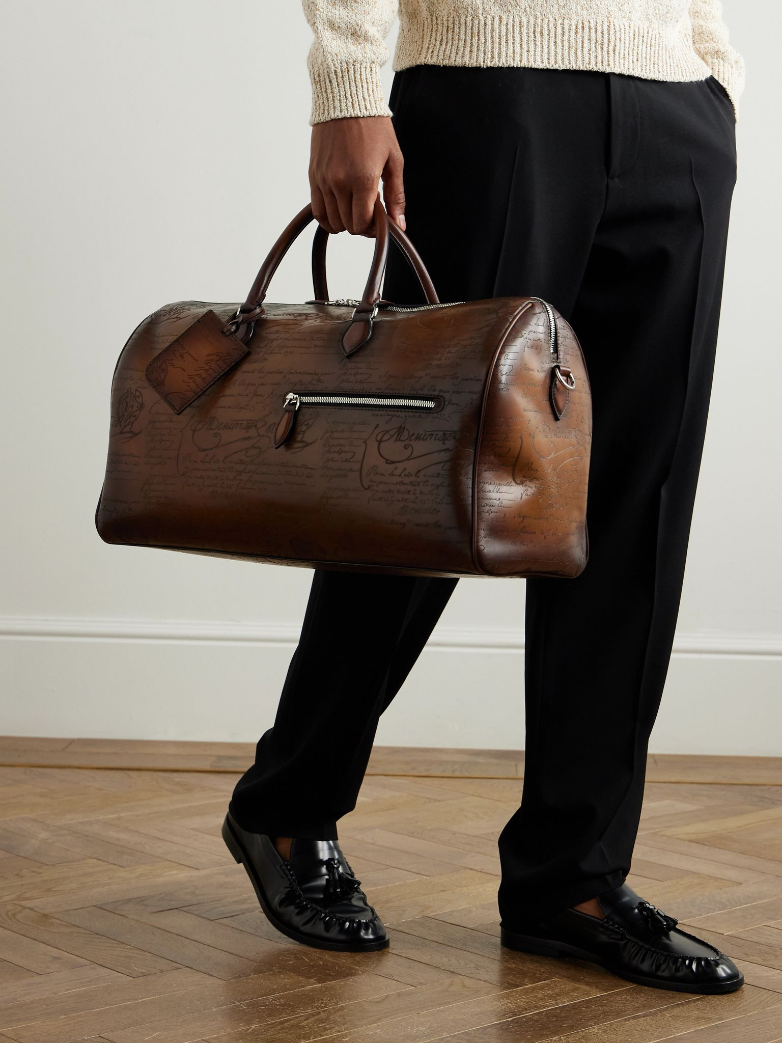 Jour Off Scritto Venezia Leather Weekend Bag Brown - 2