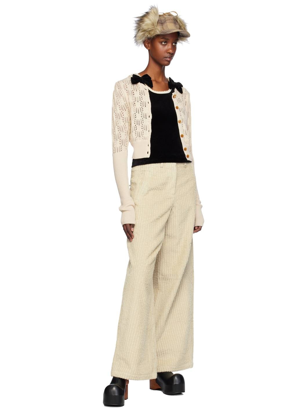 OPEN YY Beige Corduroy Wide-Leg Trousers | REVERSIBLE