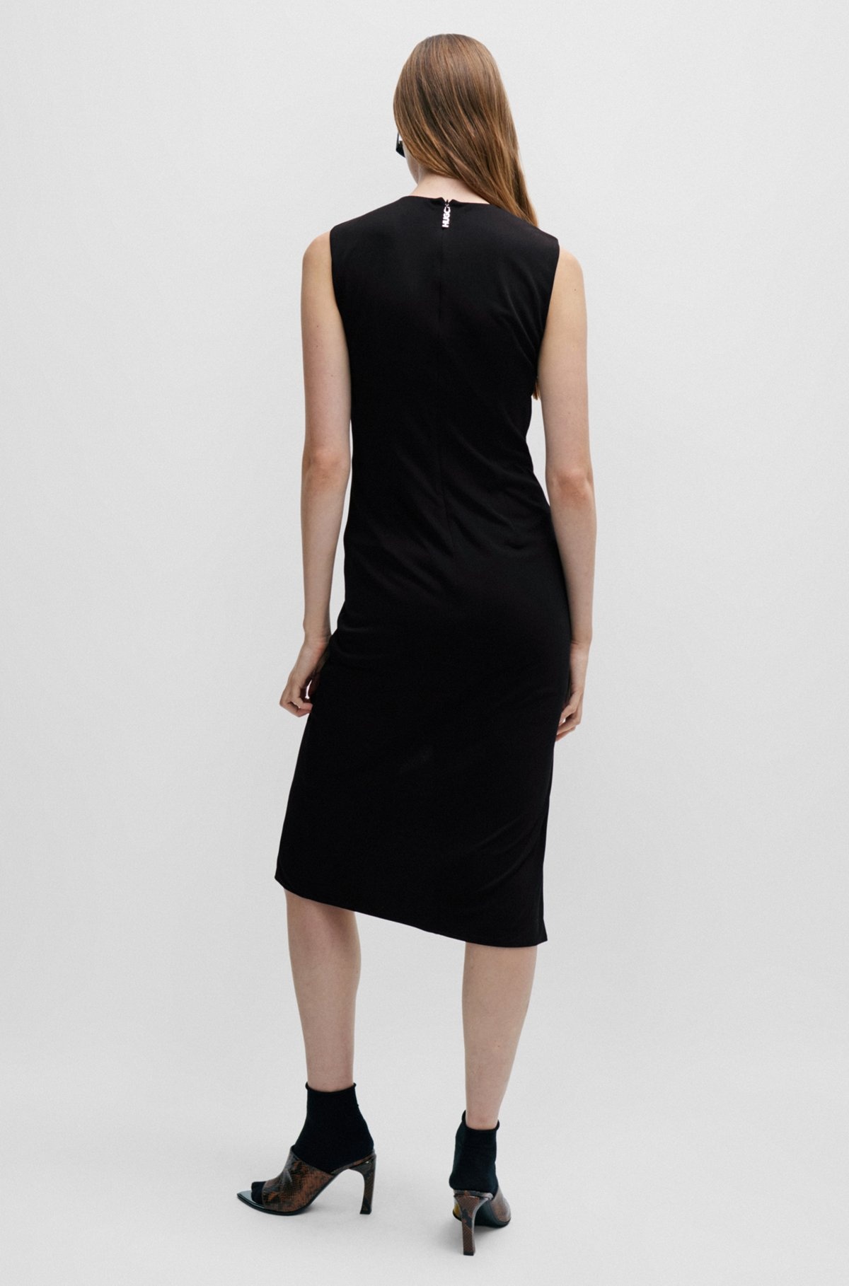 SLEEVELESS MIDI DRESS WITH CUT-OUTS AND RING DETAIL - 4
