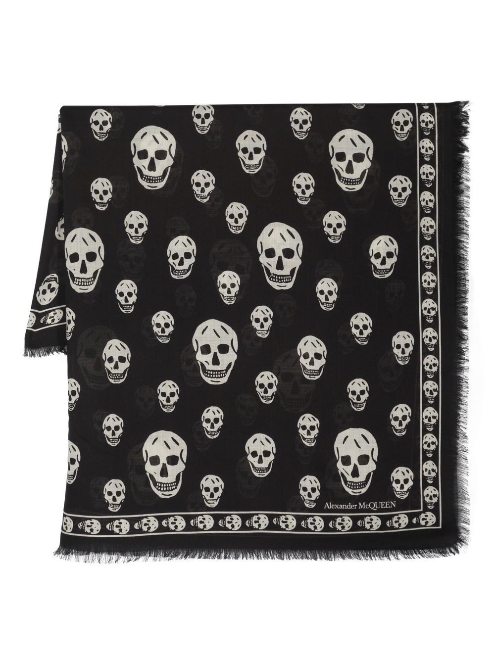 Skull-print wool scarf - 1