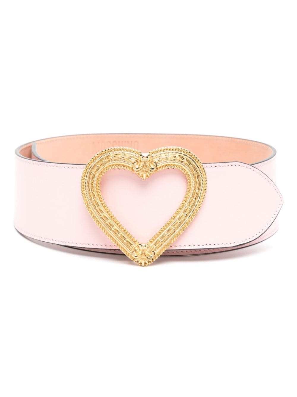 heart-buckle wide leather belt - 1