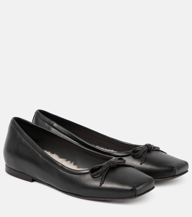 Beaded leather ballet flats - 1