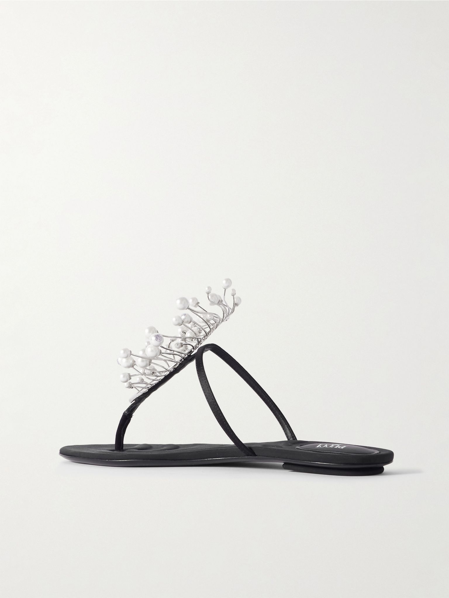Embellished satin flip flops Black - 3