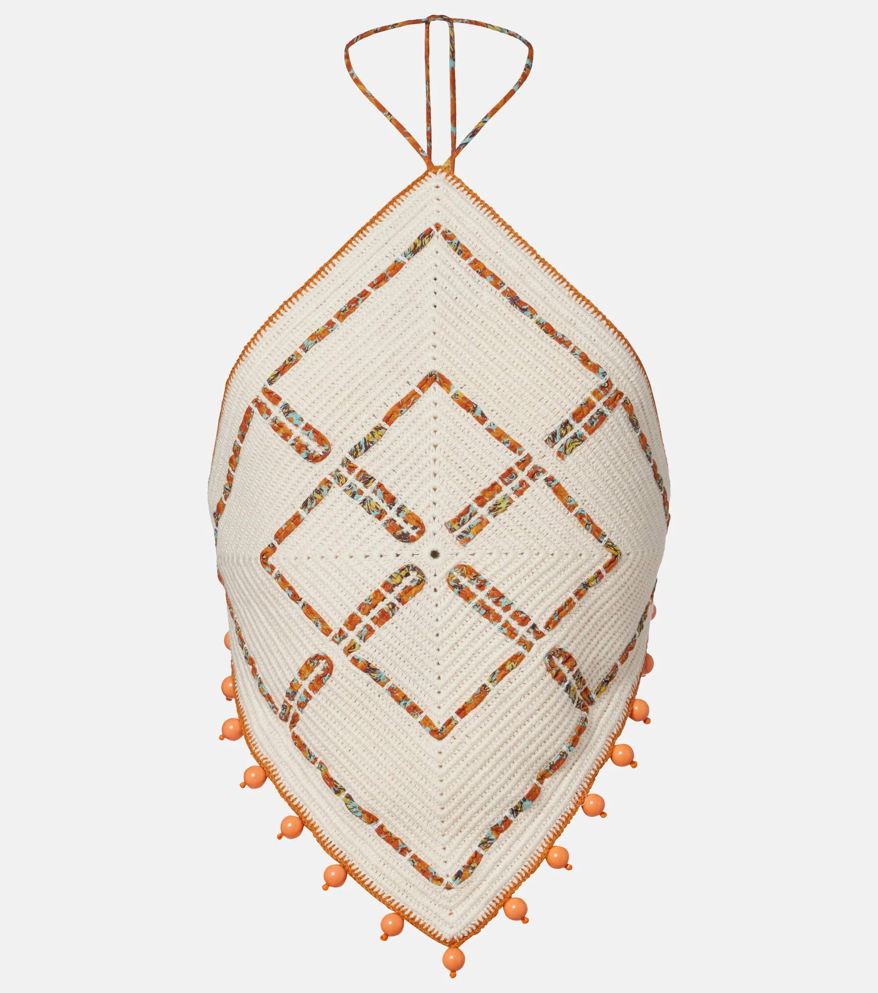 Marva beaded crochet open-back cotton top - 1