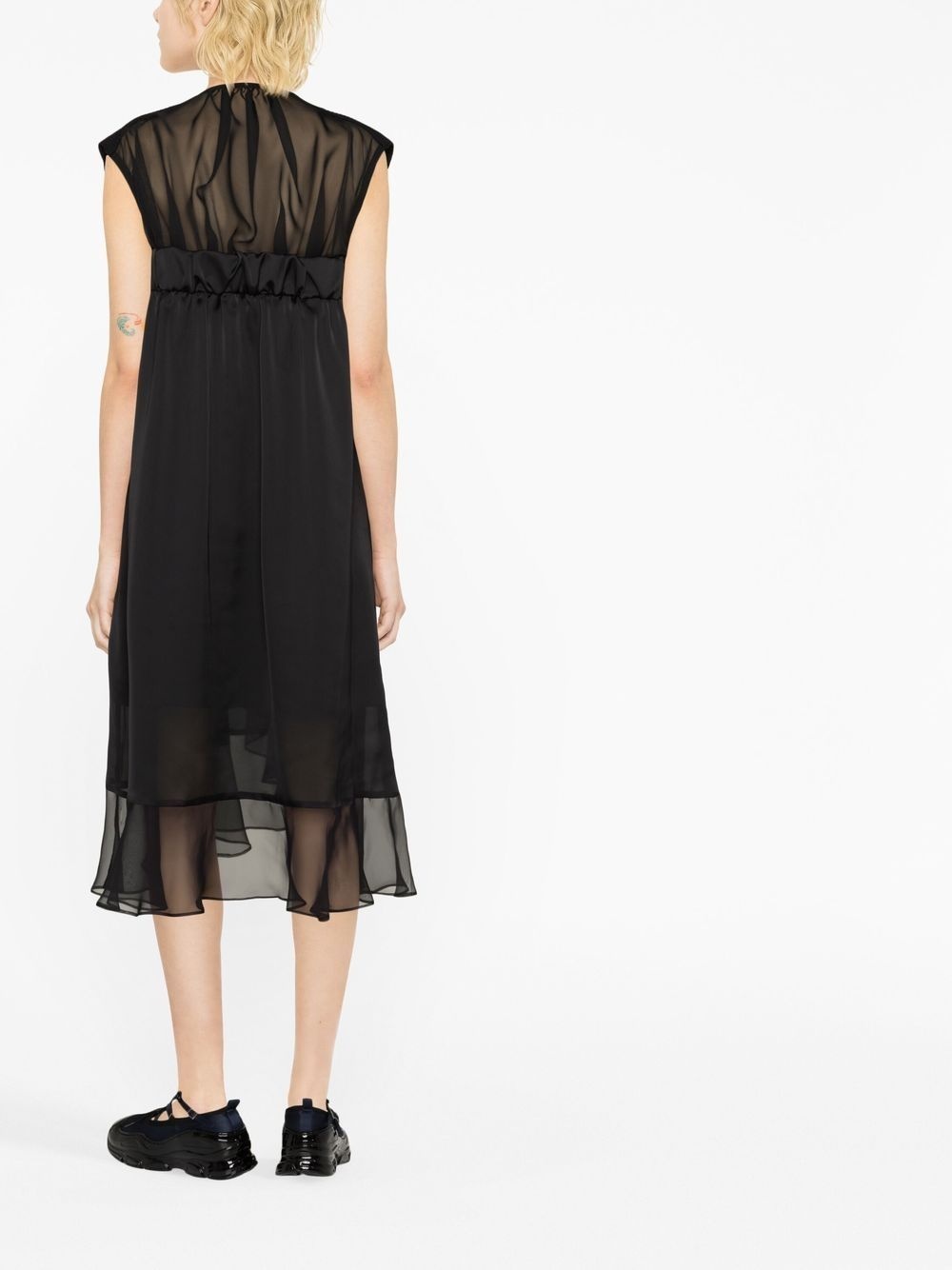 sheer-panelled midi dress - 4
