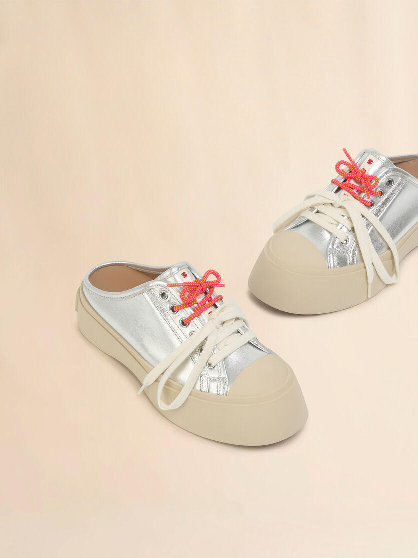 SILVER LEATHER PABLO LACE-UP SABOT - 5