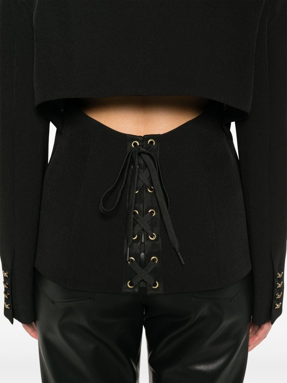 lace-up single-breasted blazer - 5