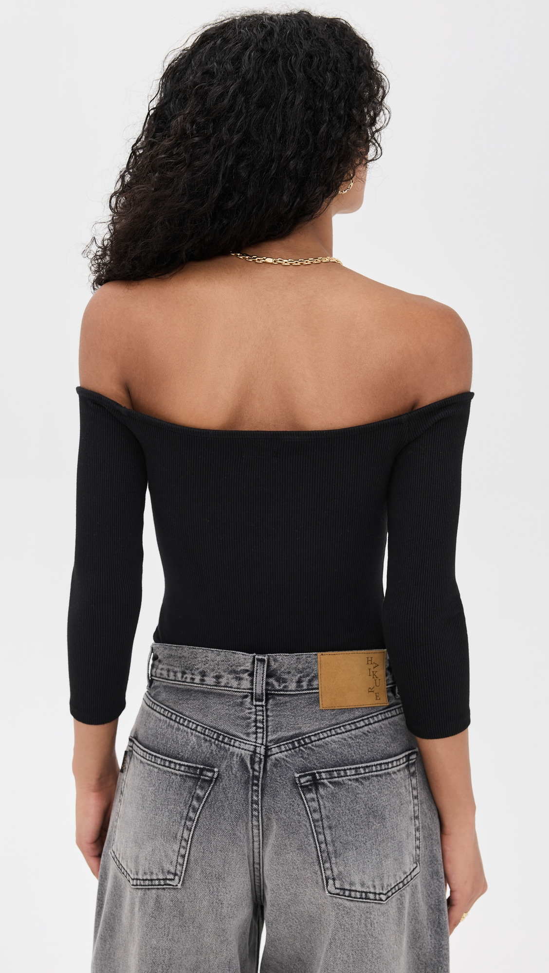 Evelyn 3/4 Off Shoulder Thong Bodysuit - 2