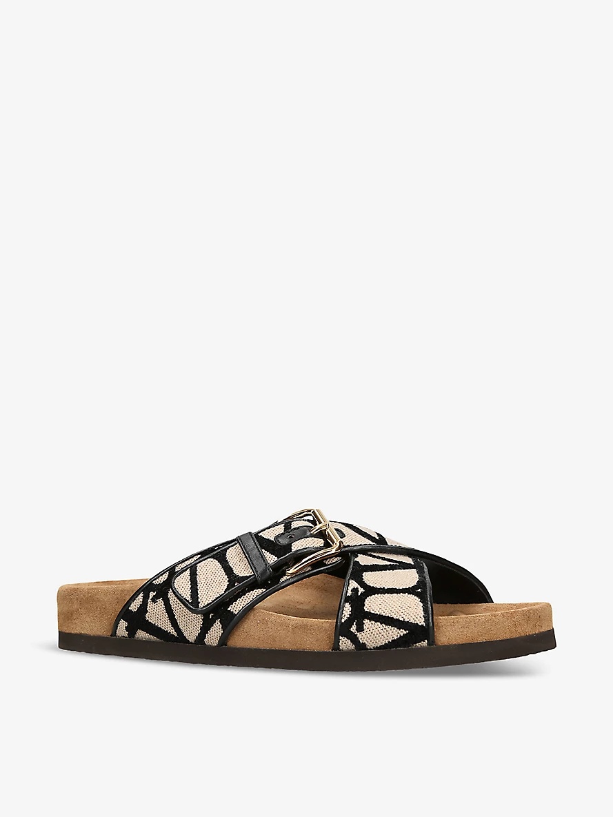 VLOGO-pattern double-strap woven sandals - 3