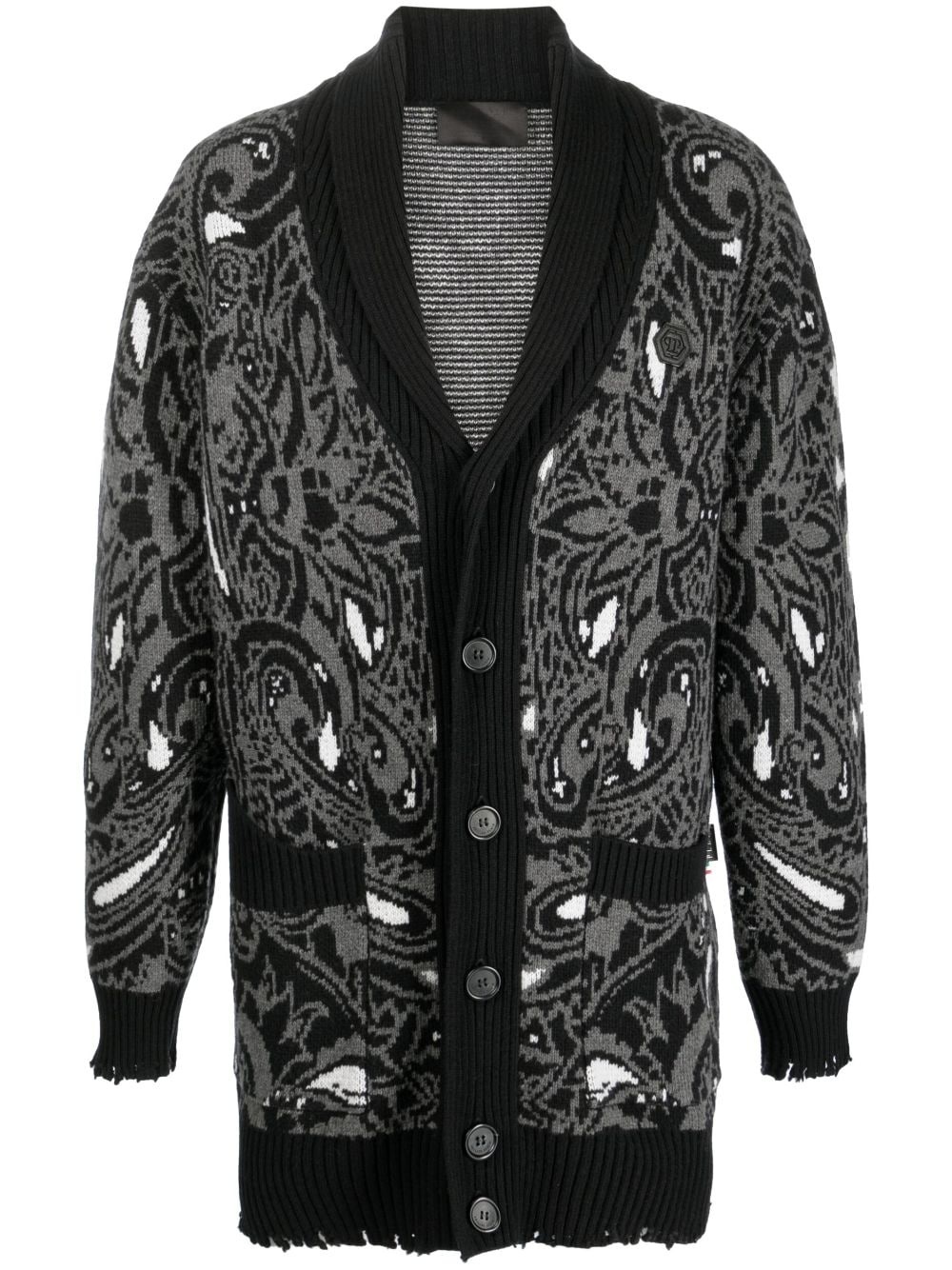wool paisley-pattern cardigan - 1