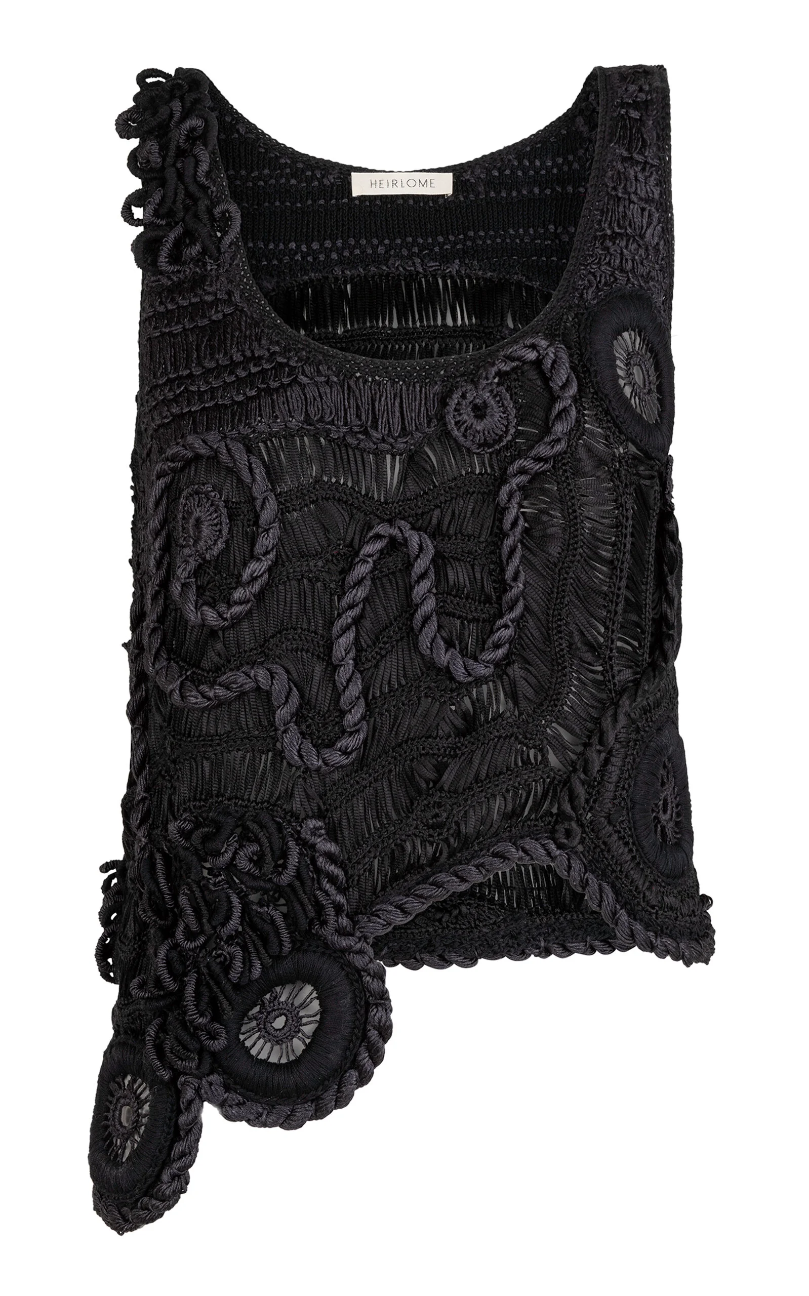 India Freeform Crochet Silk-Cotton Top black - 1