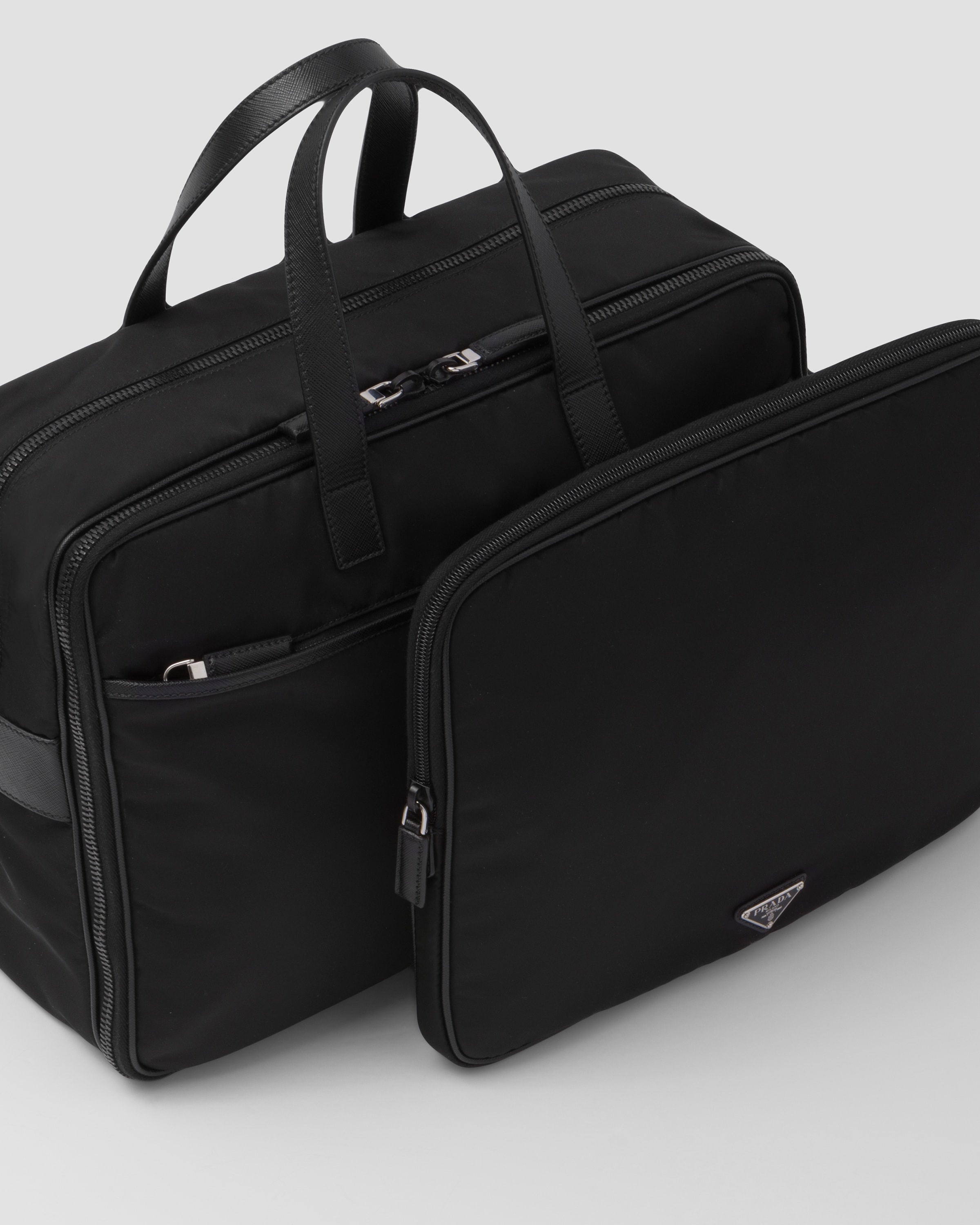 Re-Nylon and Saffiano leather briefcase - 7