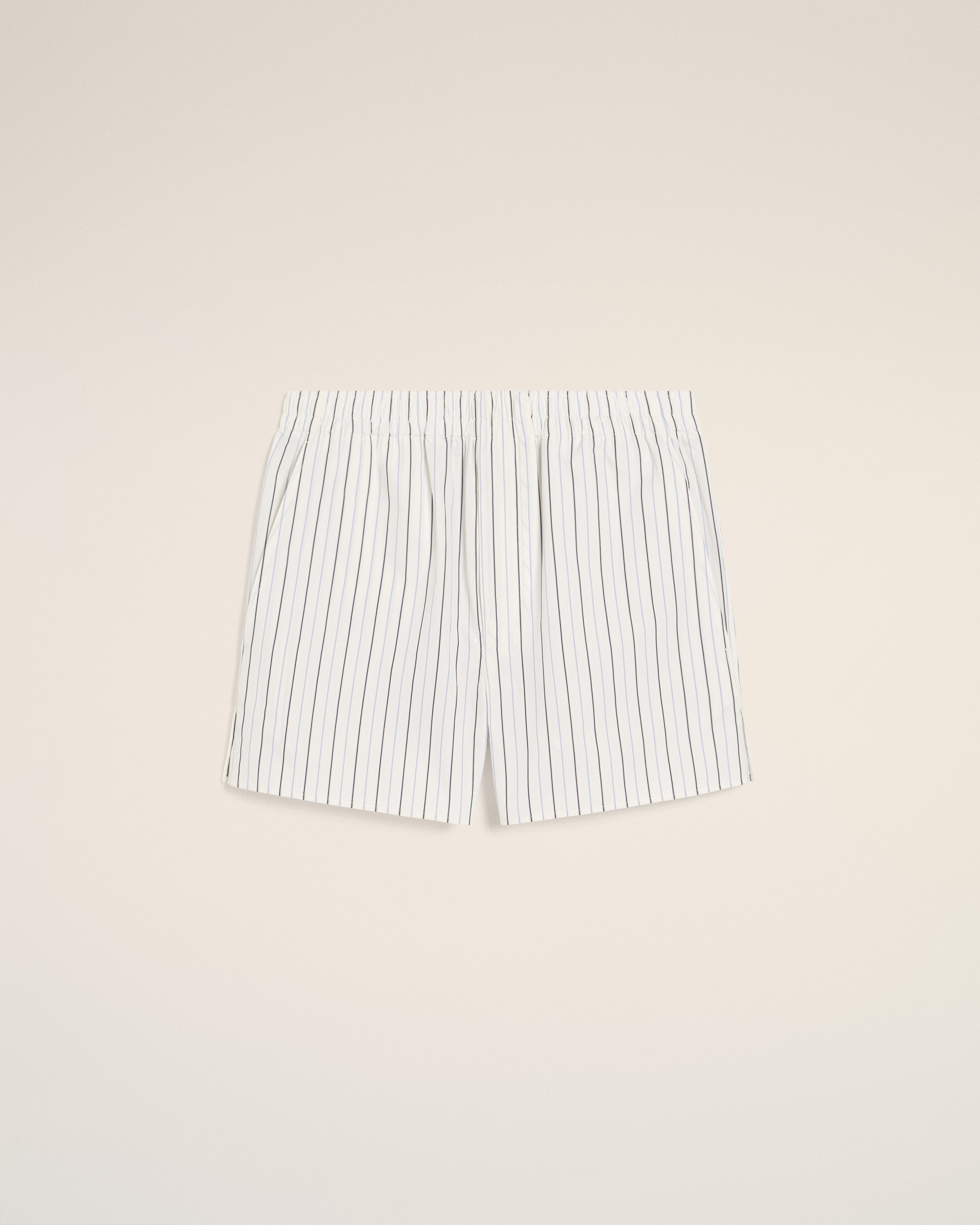 WHITE AND BLUE COTTON ELASTICATED SHORT - 2