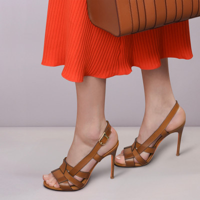 Santoni Women's brown leather high-heel Beyond sandal outlook