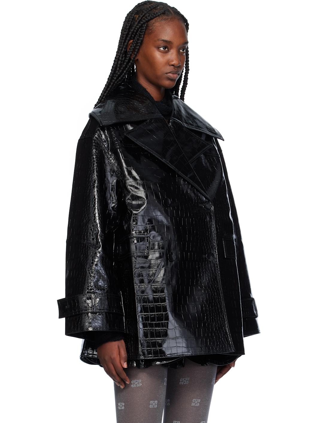 Black Future Coated Faux-Leather Blazer - 2