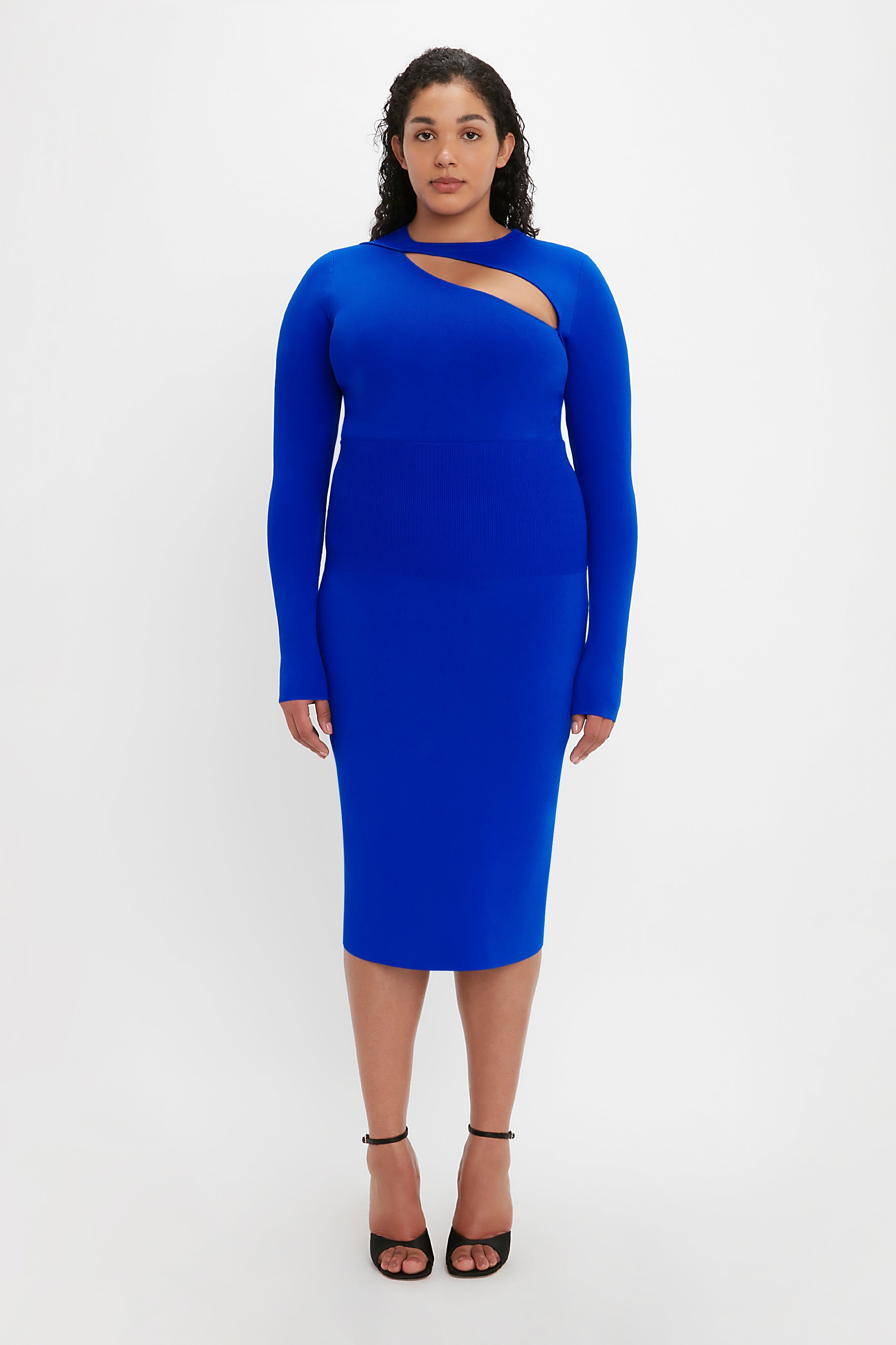 VB Body Front Slash Crew Neck Top In Cobalt - 8