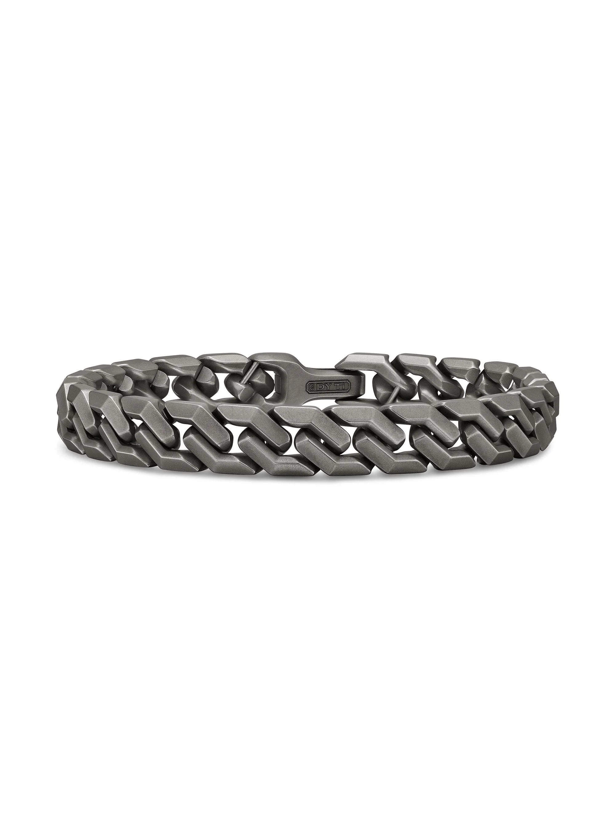 Men's Curb Chain Angular Link Bracelet in Titanium, 8.7MM - Silver - 1