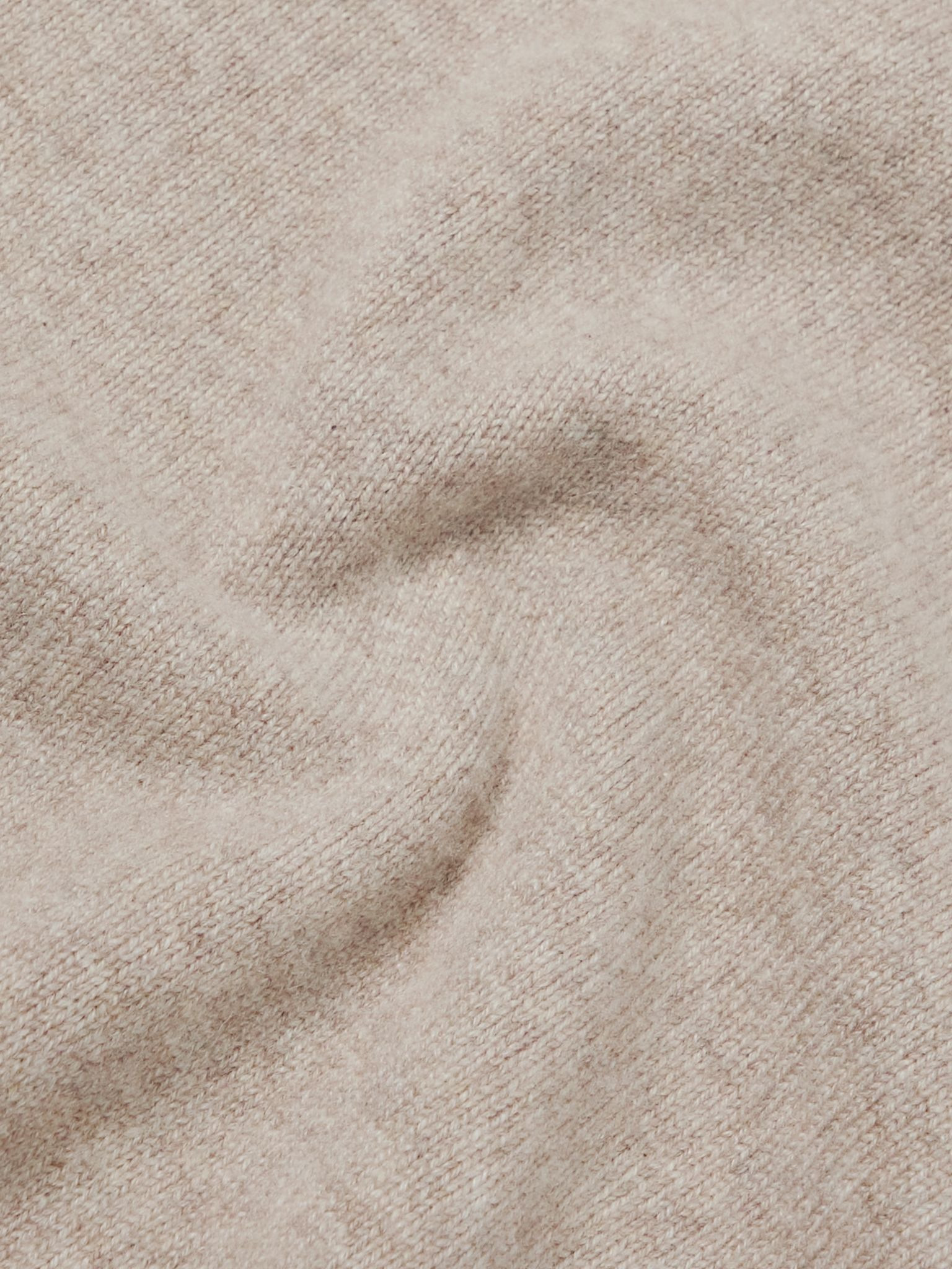 Intrecciato Leather-Trimmed Cashmere-Blend Sweater Beige - 5
