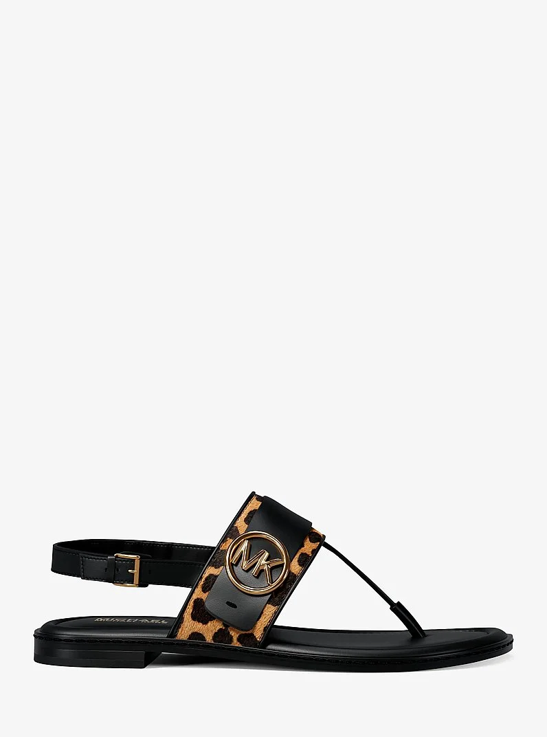 Carmen Cheetah Print Calf Hair Thong Sandal - 1