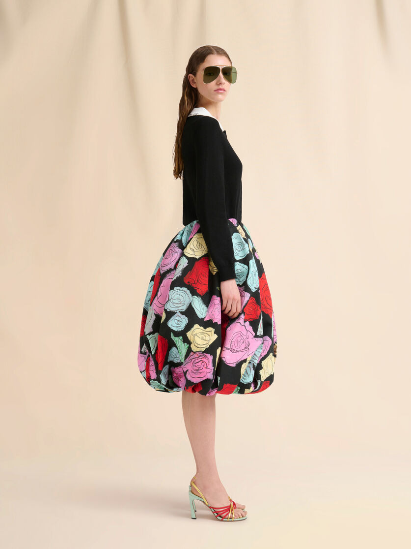 BLACK COTTON CARDIGAN WITH MARNI MENDING - 5