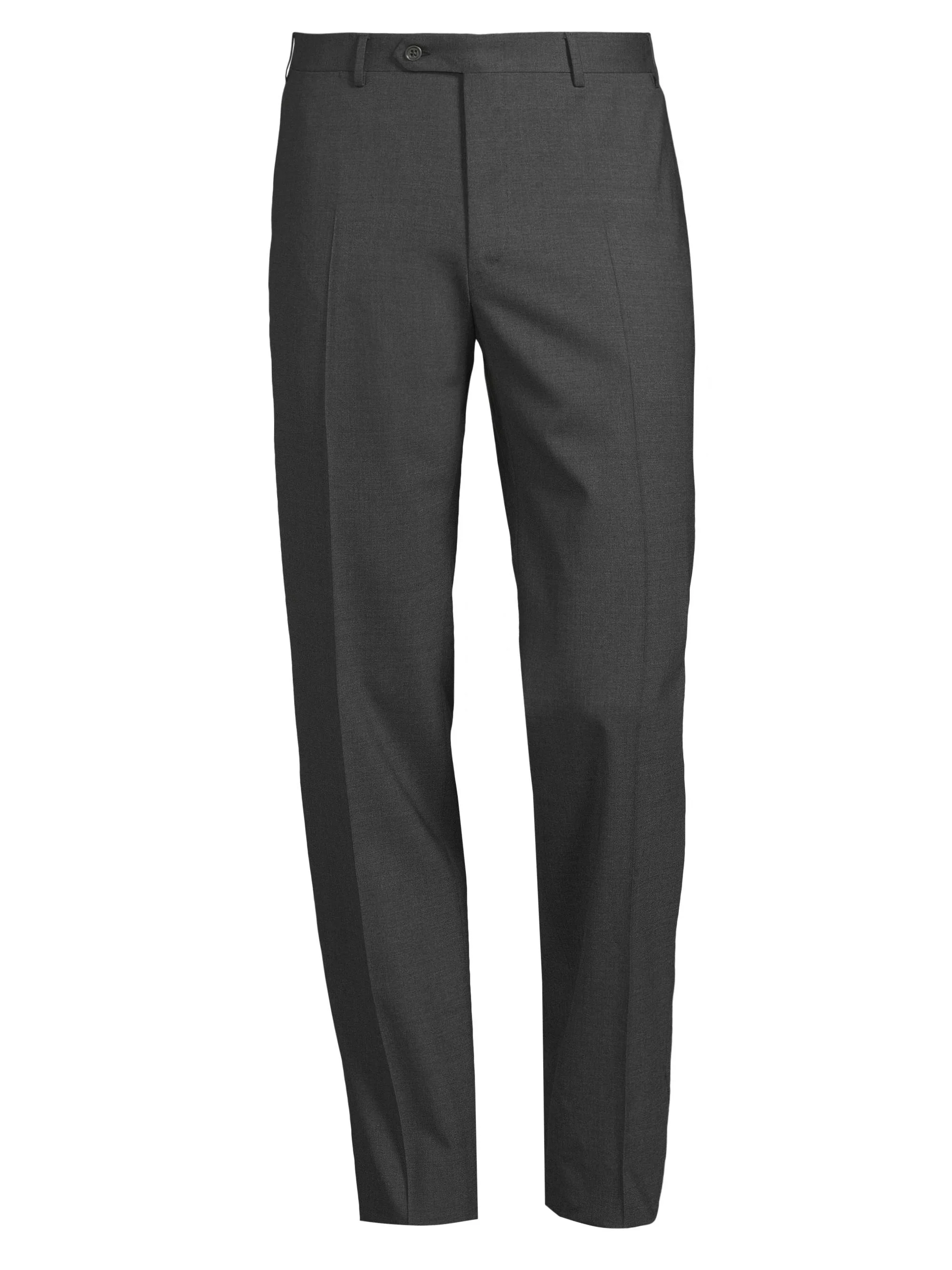 Men's Stretch Wool-Blend Trousers - Dark Grey - 1