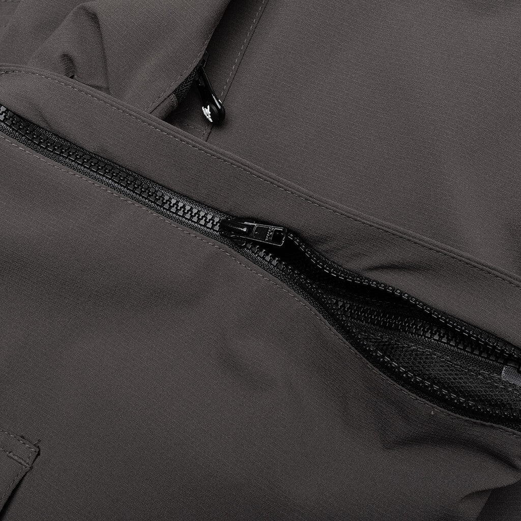 MULTI-POCKET ZIPPED 2 WAY JACKET - CHARCOAL - 6