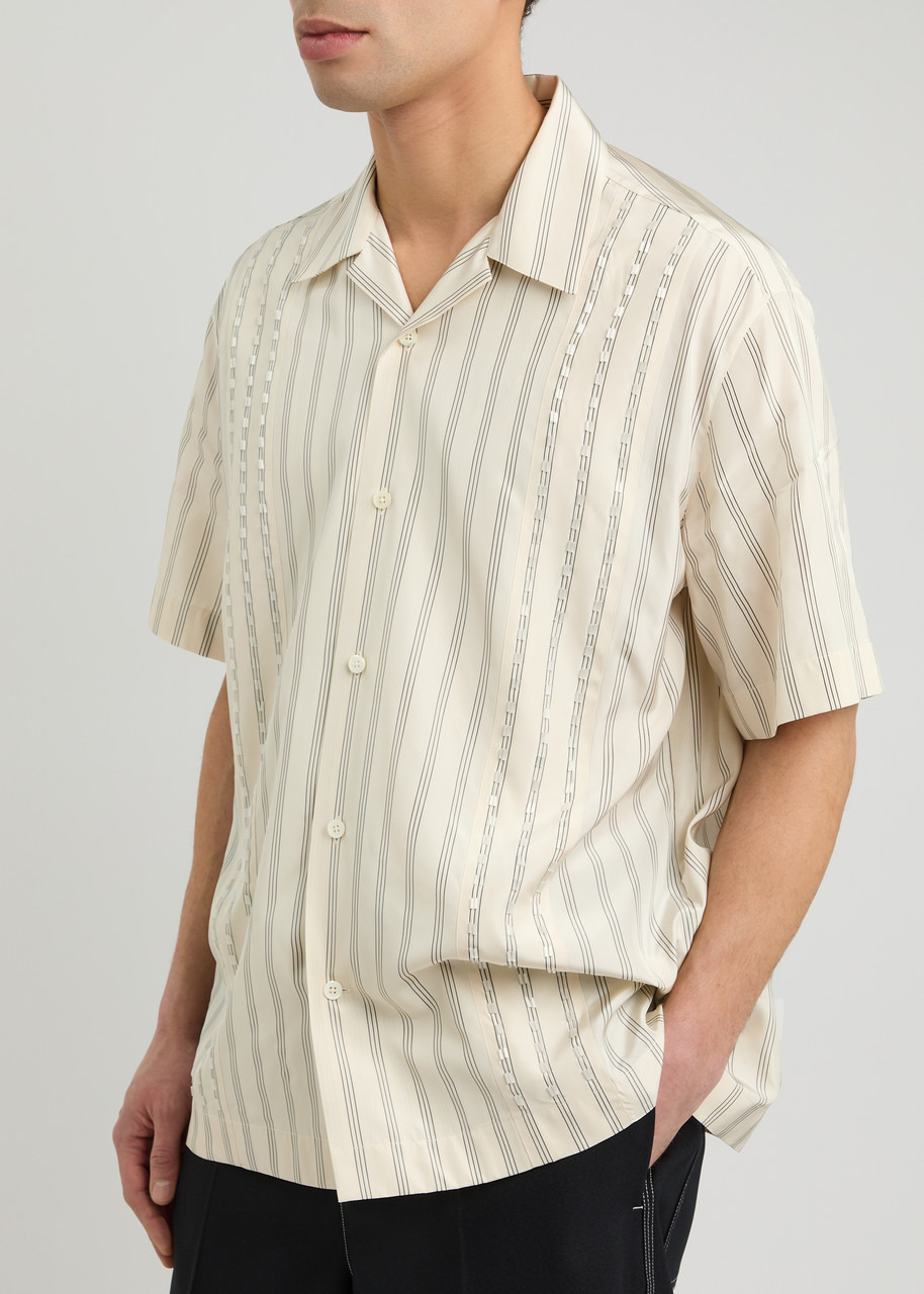 Jil Sander Bead-embellished Striped Taffeta Shirt - 5