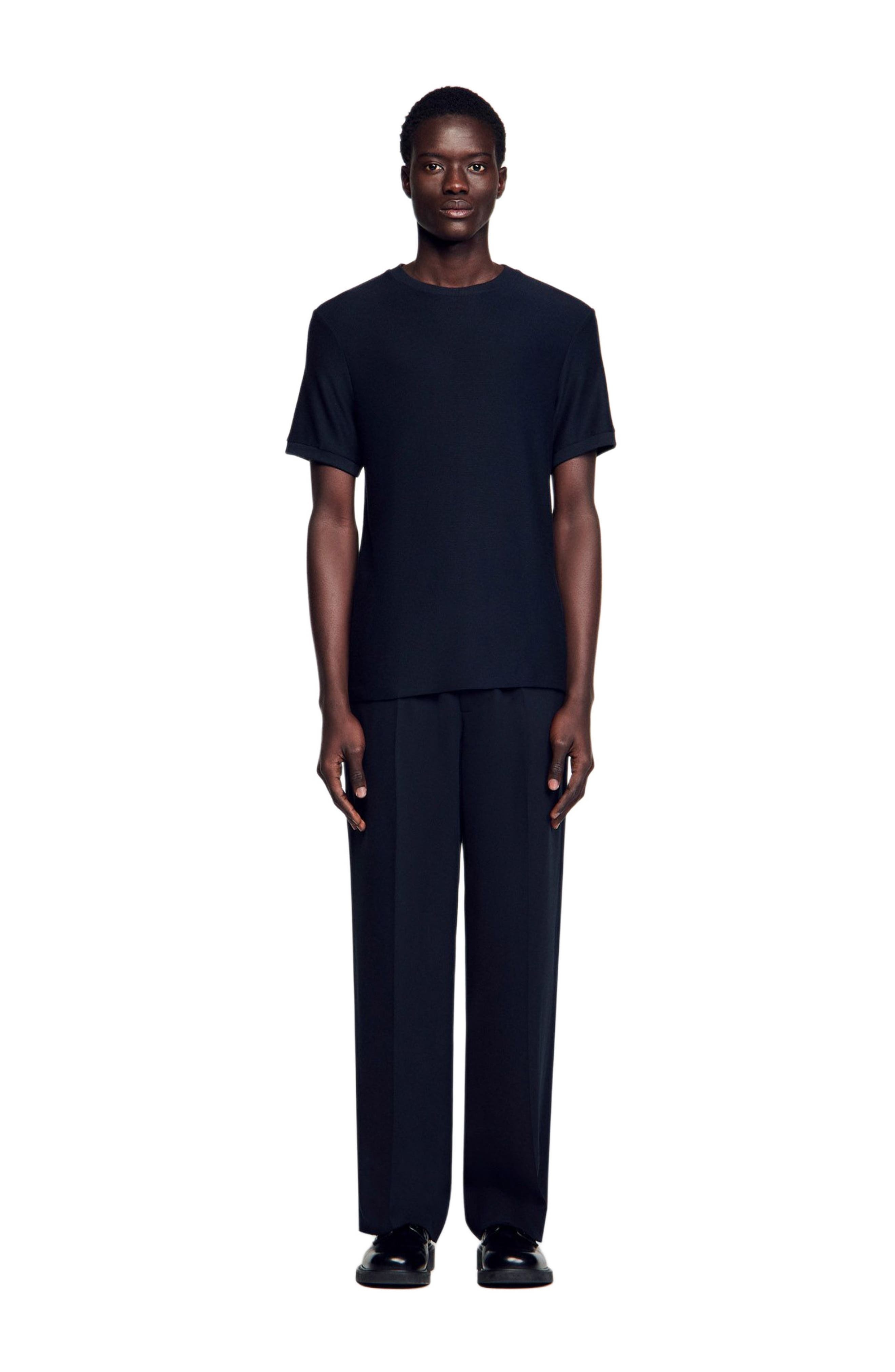 SANDRO Round neck T-shirt in Midnight Blue at Nordstrom - 3