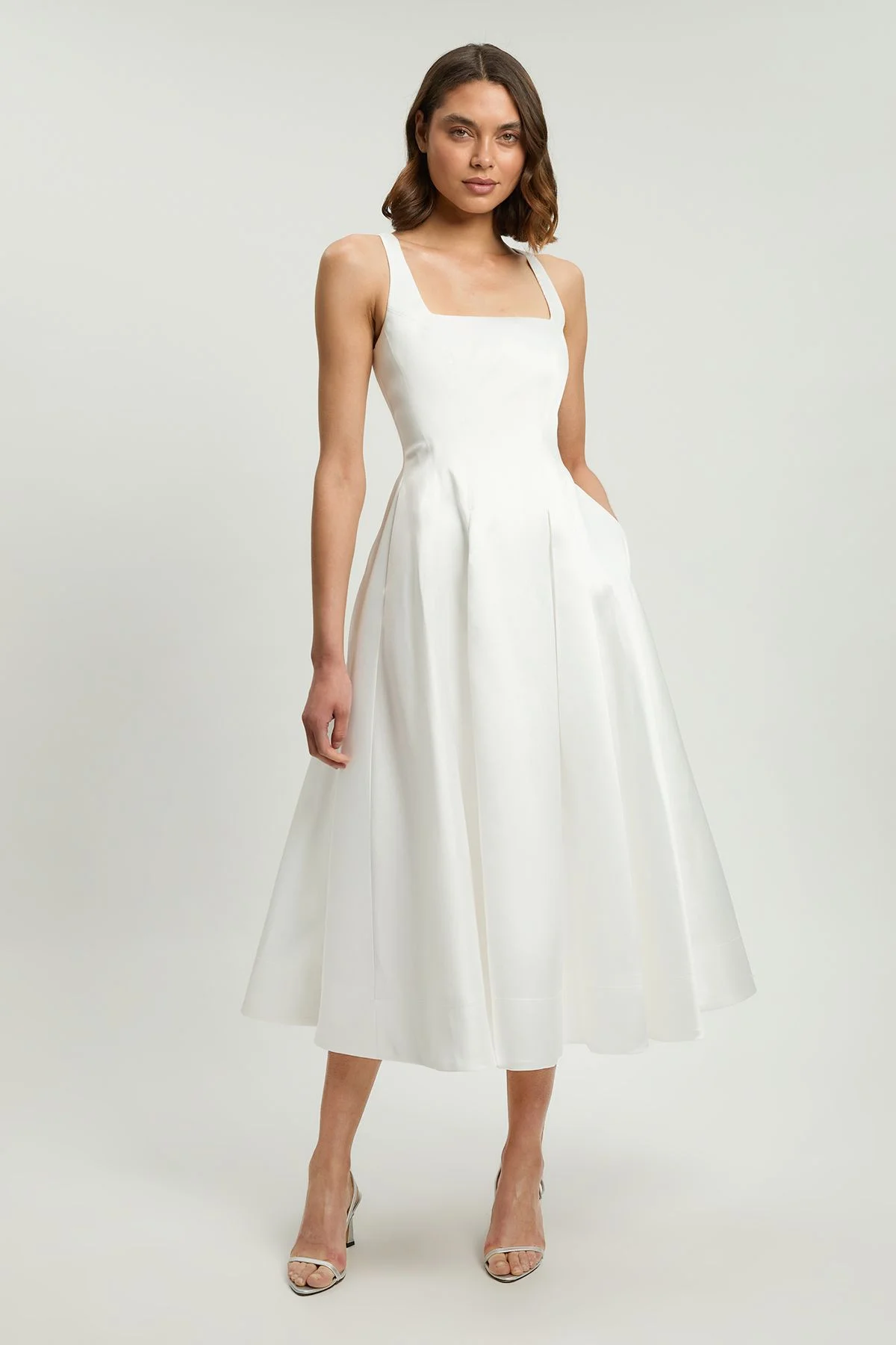 Twill Prom Woven Midi Dress - 1