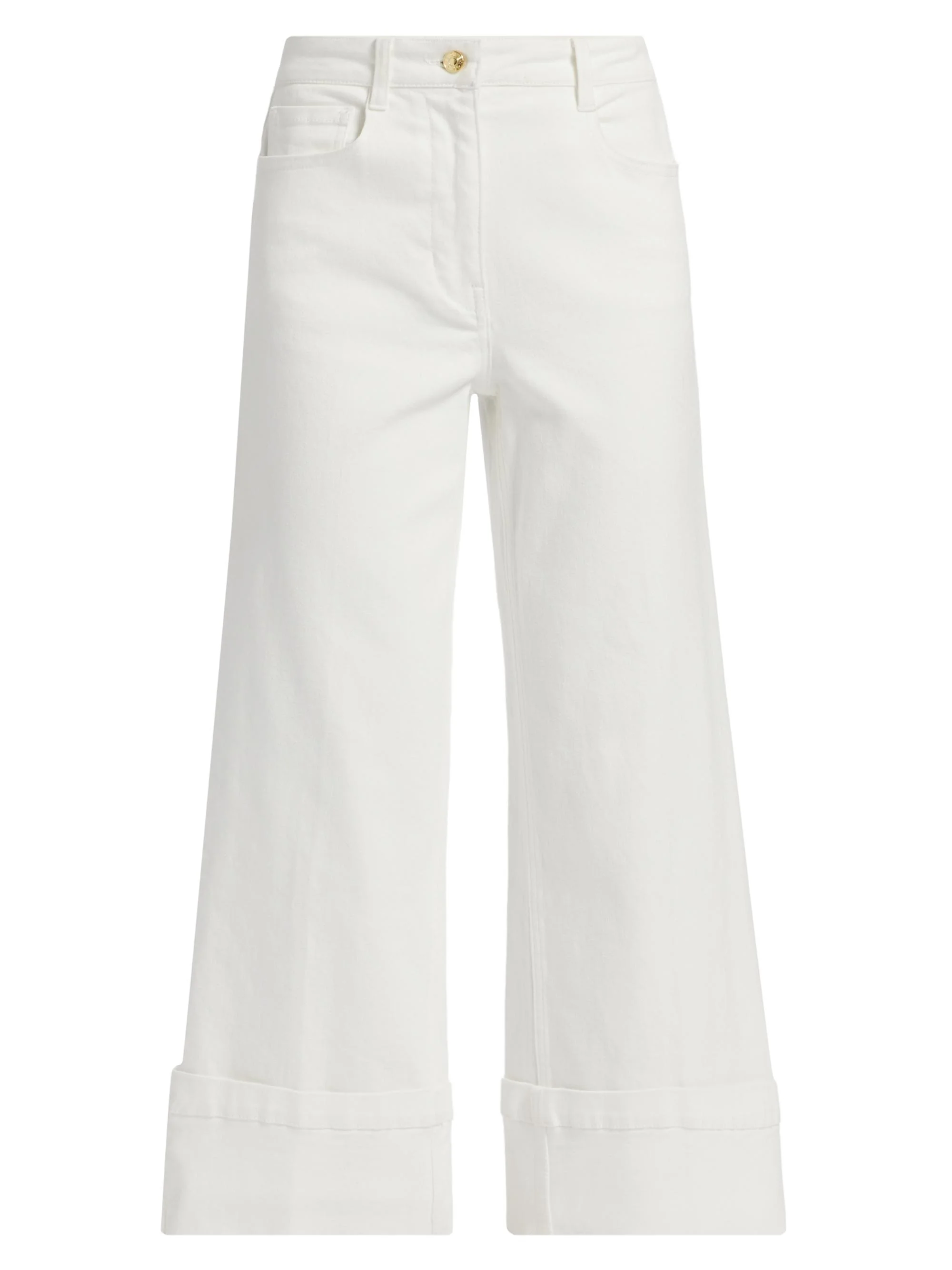 Women's Eros High-Rise Wide-Leg Cuffed Jeans - White - 1