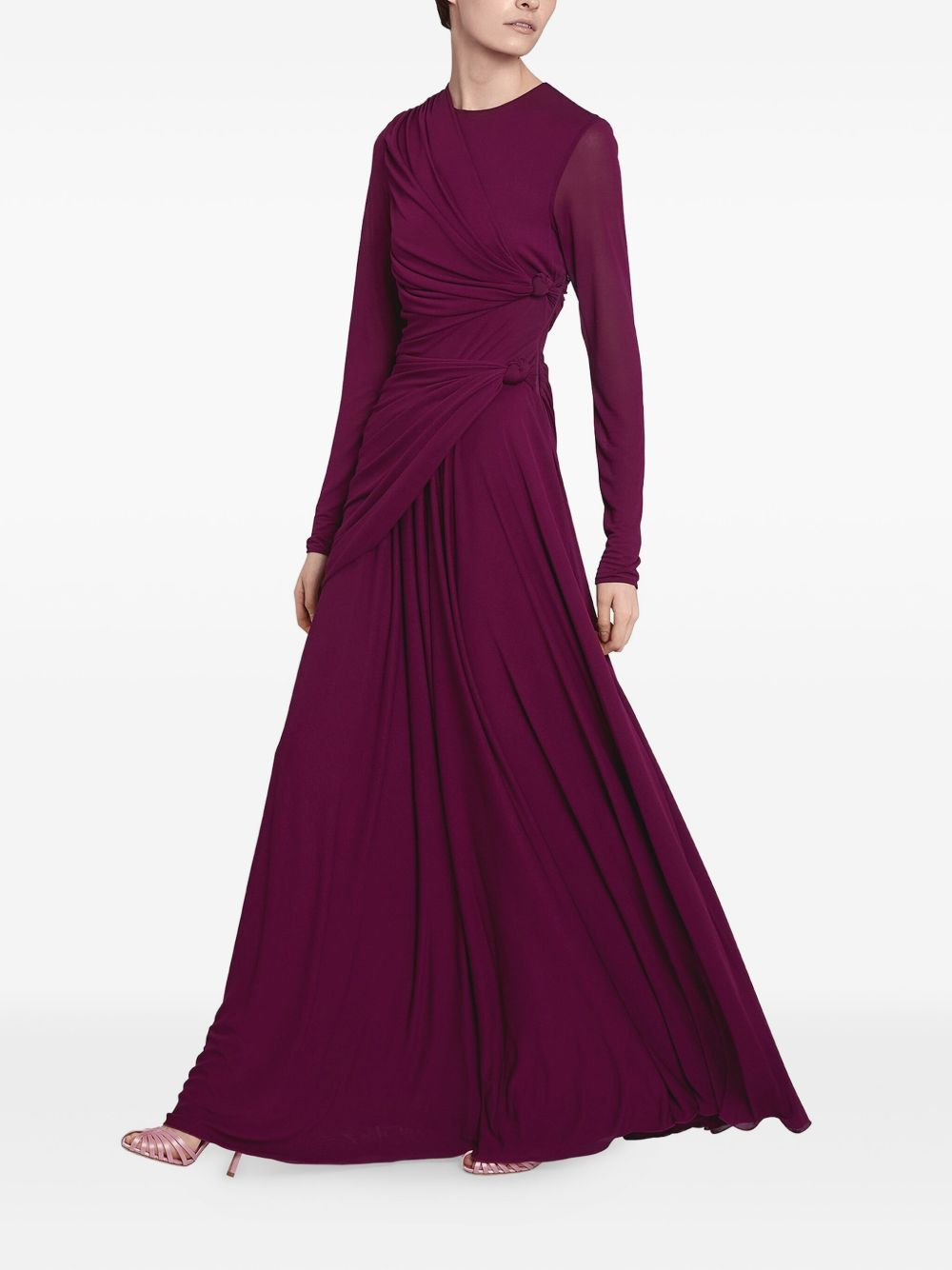 draped long-sleeve maxi dress - 6