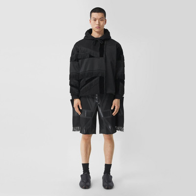 Burberry Flag Intarsia Panelled Cotton and Velvet Hoodie outlook