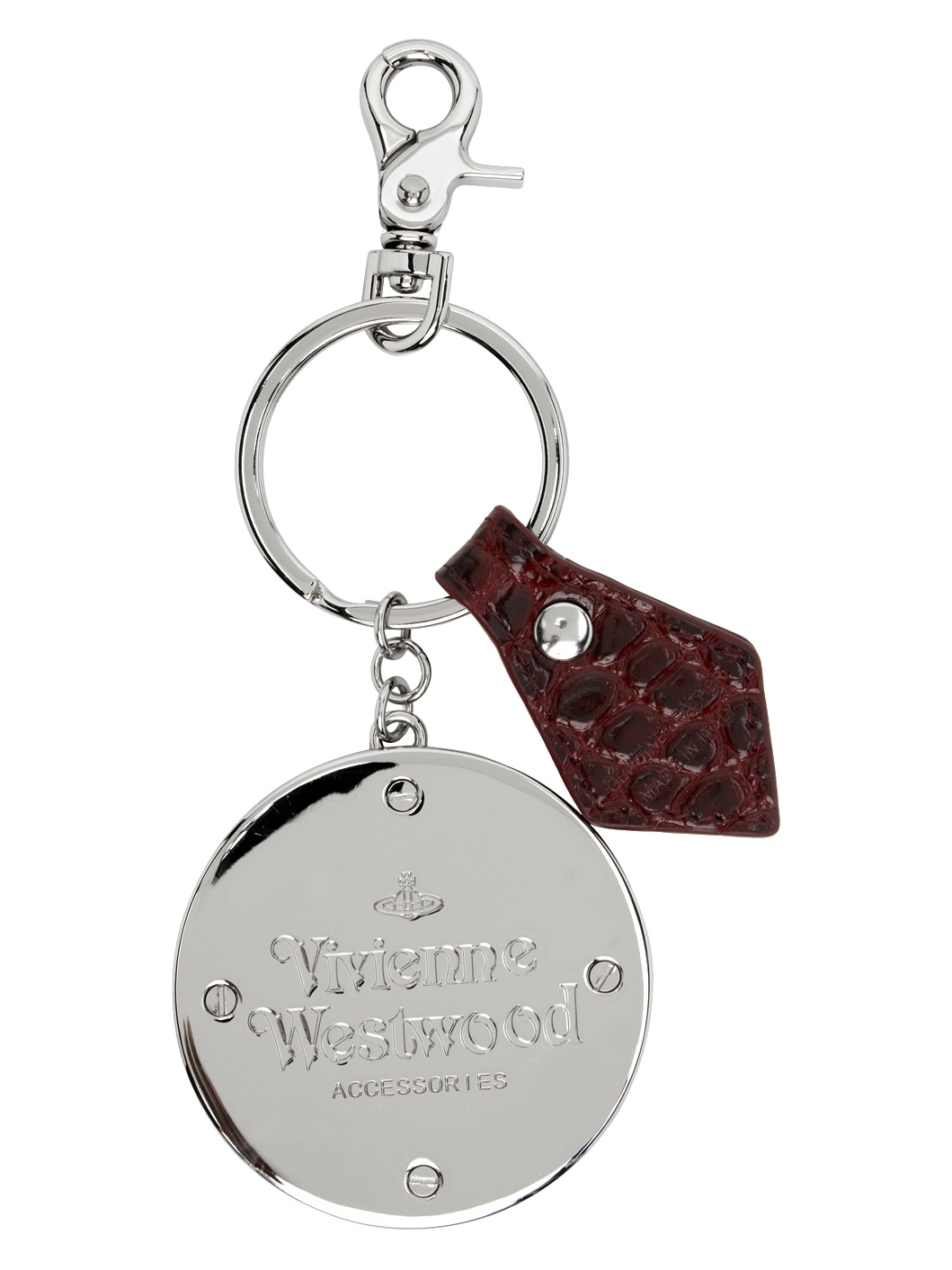 Burgundy & Silver Orb Keychain - 2