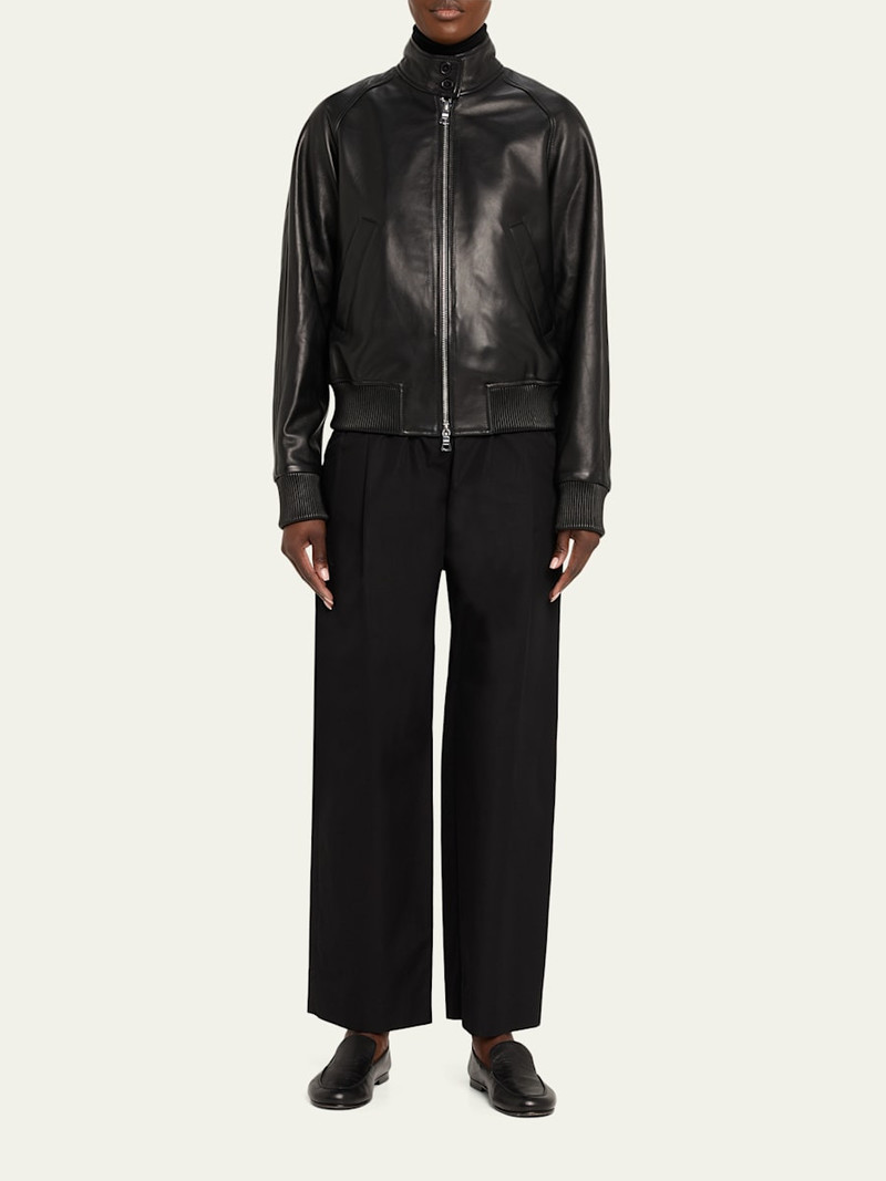 OFFICINE GÉNÉRALE Dorina Lambskin Leather Bomber Jacket outlook