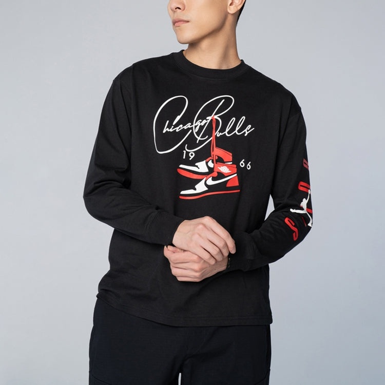 Air Jordan NBA Courtside Chicago Bulls Round Neck Pullover Long Sleeves Black DA6527-010 - 3